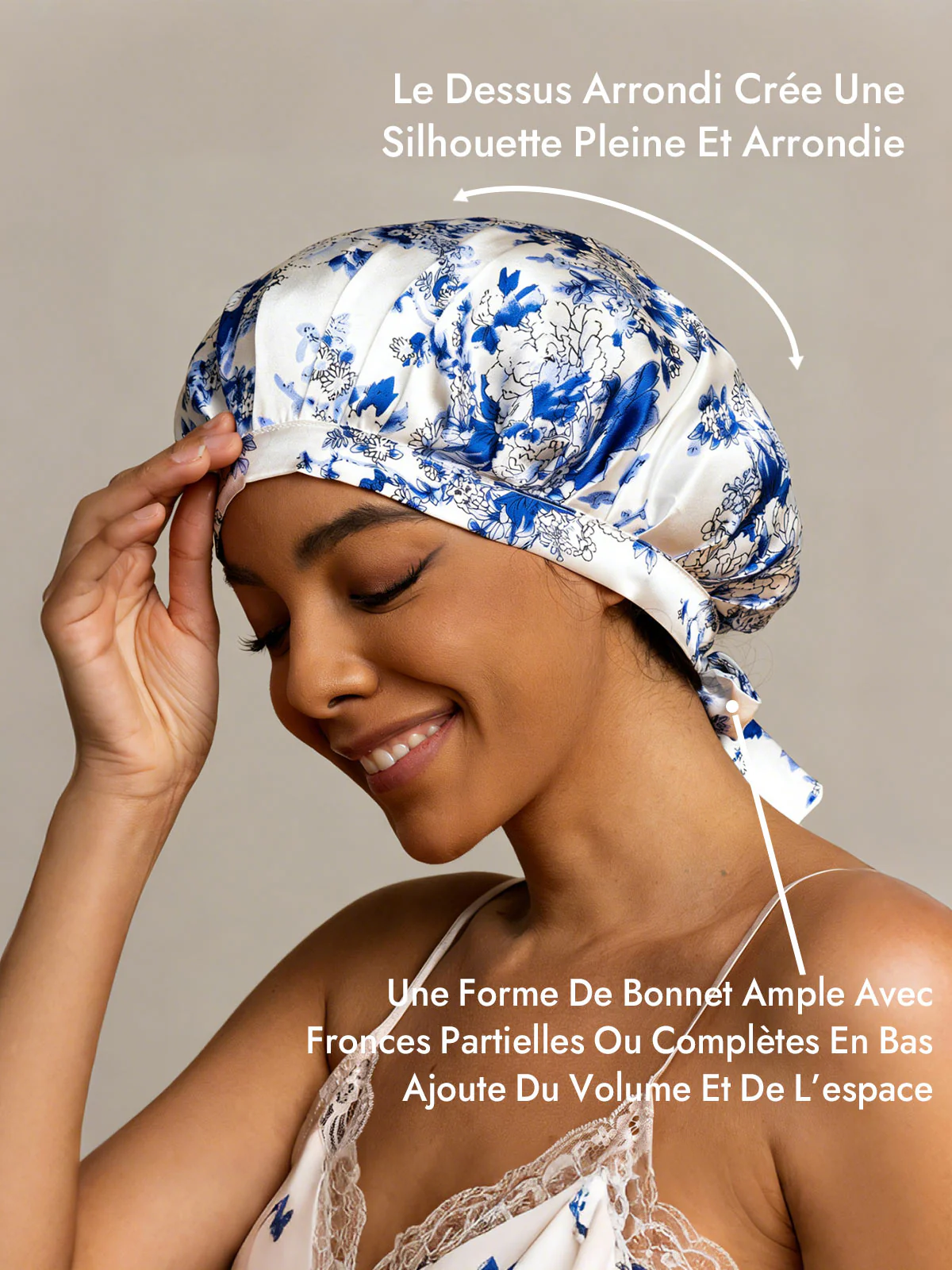 Bonnet de Nuit en 100% Soie de Mûrier avec Rubans - Image 3