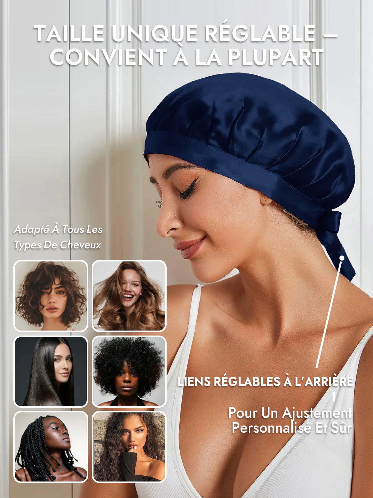Bonnet de Nuit en 100% Soie de Mûrier avec Rubans - Image 30