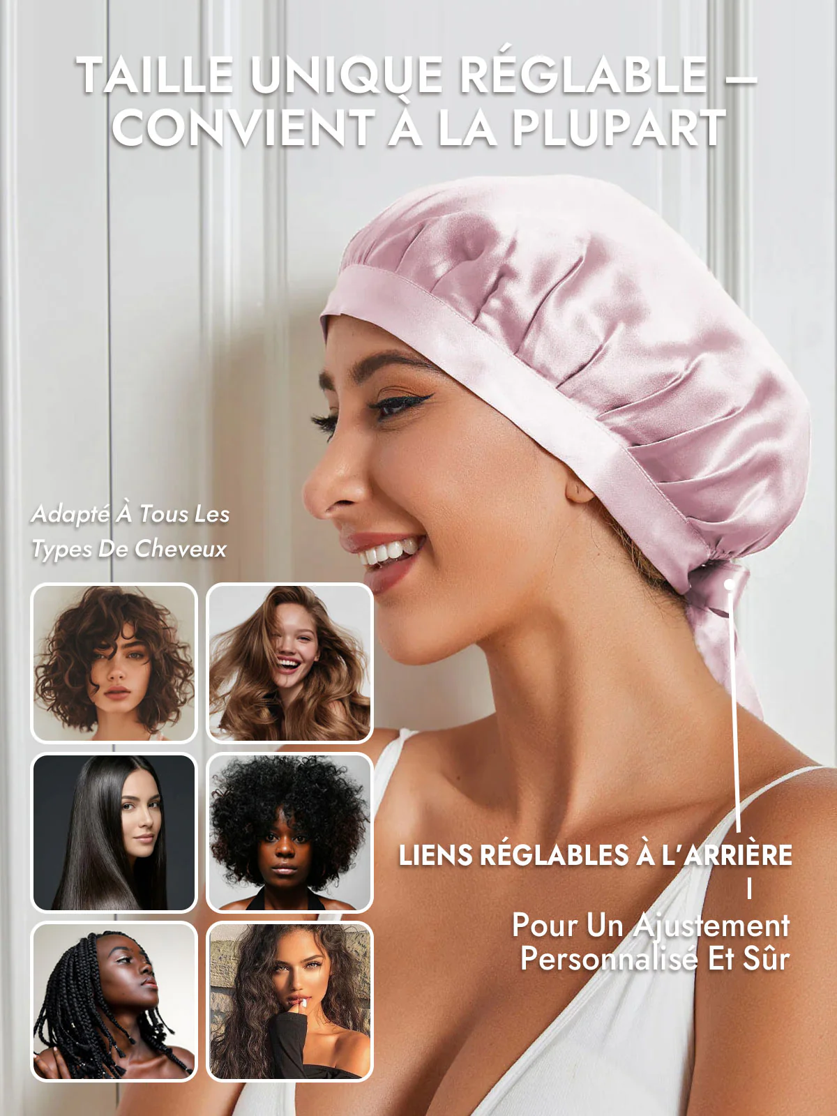 Bonnet de Nuit en 100% Soie de Mûrier avec Rubans - Image 35