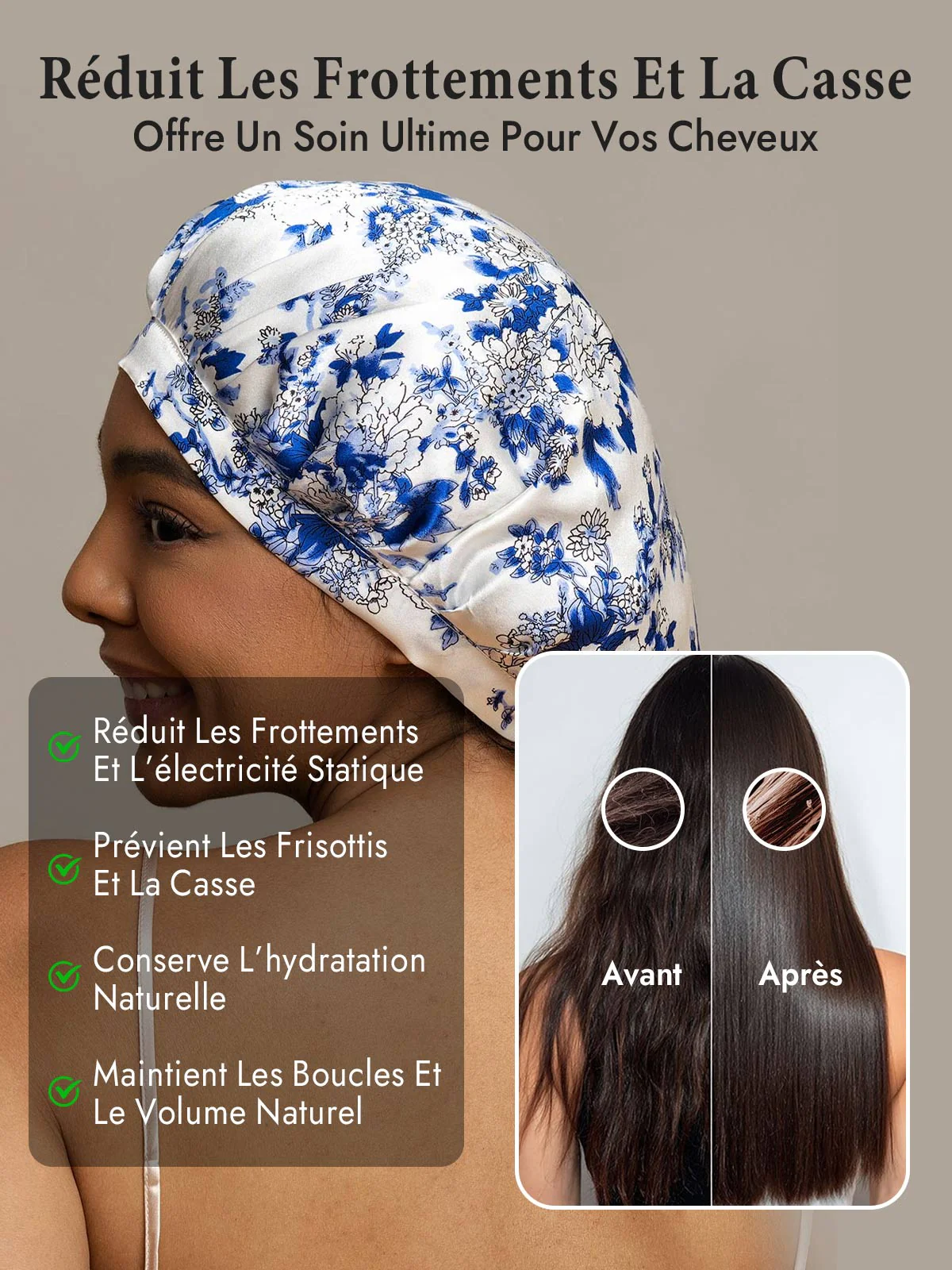 Bonnet de Nuit en 100% Soie de Mûrier avec Rubans - Image 4
