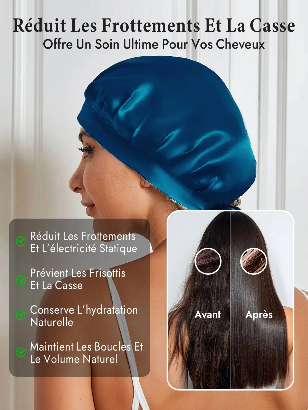Bonnet de Nuit en 100% Soie de Mûrier avec Rubans - Image 40