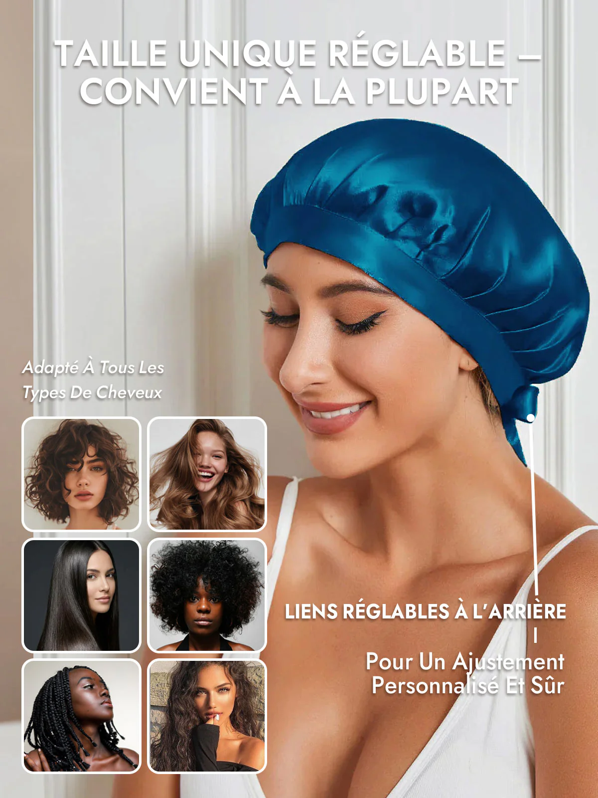 Bonnet de Nuit en 100% Soie de Mûrier avec Rubans - Image 42
