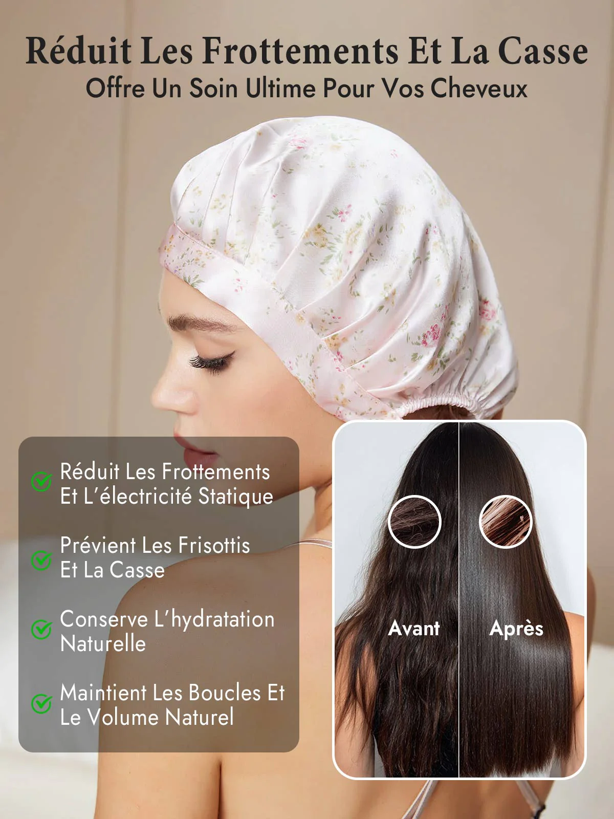 Bonnet de Nuit en 100% Soie de Mûrier avec Rubans - Image 46