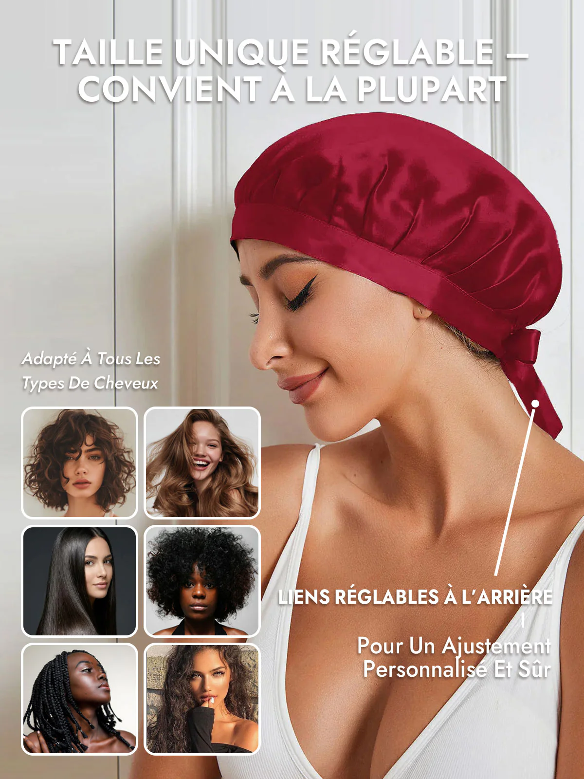 Bonnet de Nuit en 100% Soie de Mûrier avec Rubans - Image 54