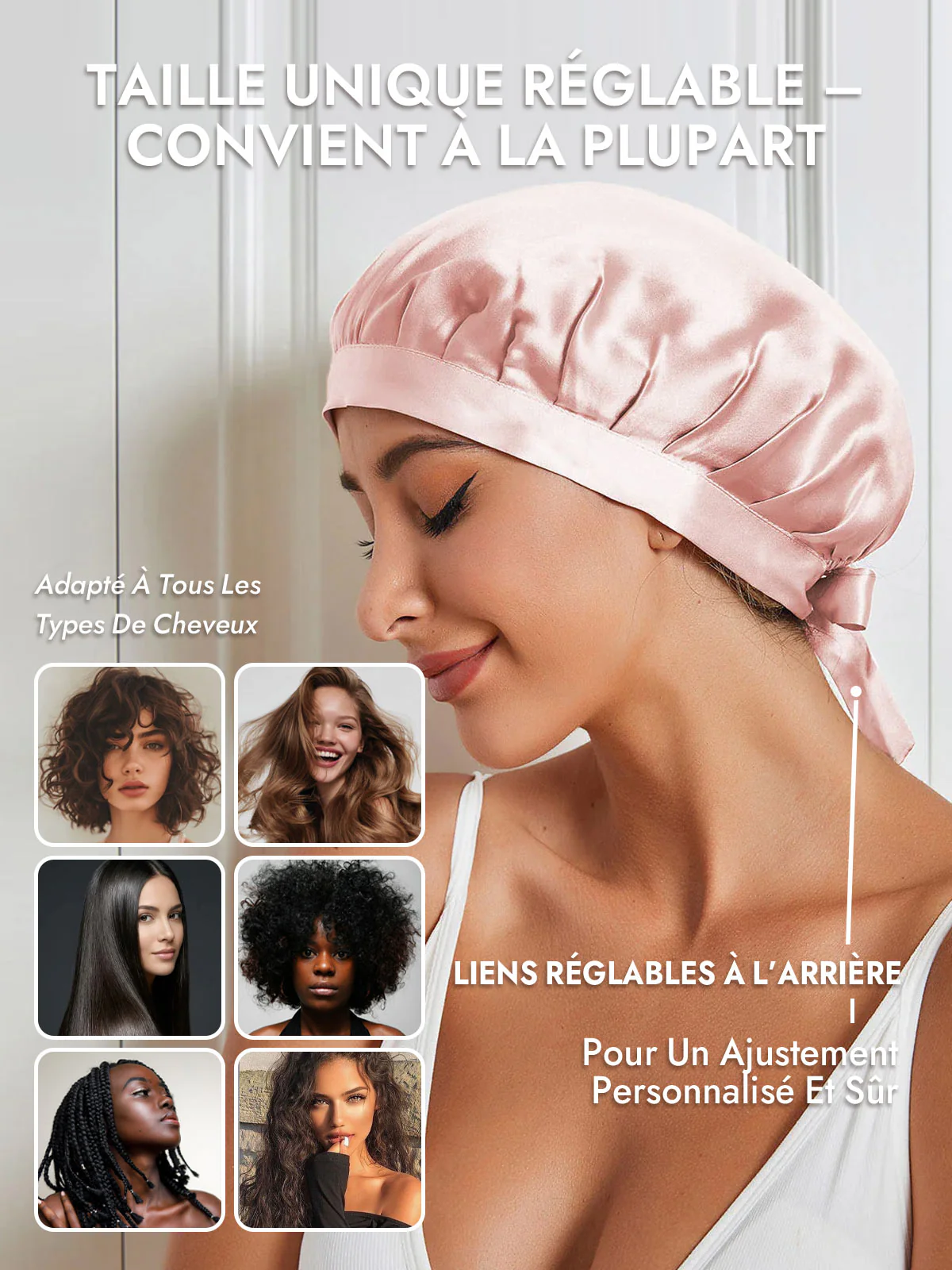 Bonnet de Nuit en 100% Soie de Mûrier avec Rubans - Image 60