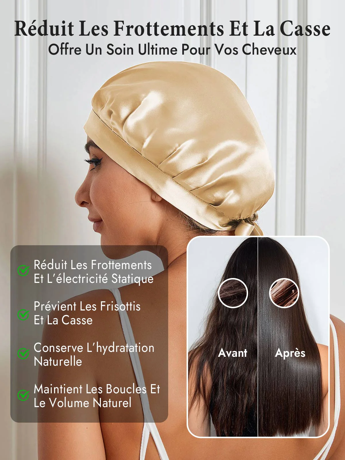 Bonnet de Nuit en 100% Soie de Mûrier avec Rubans - Image 64