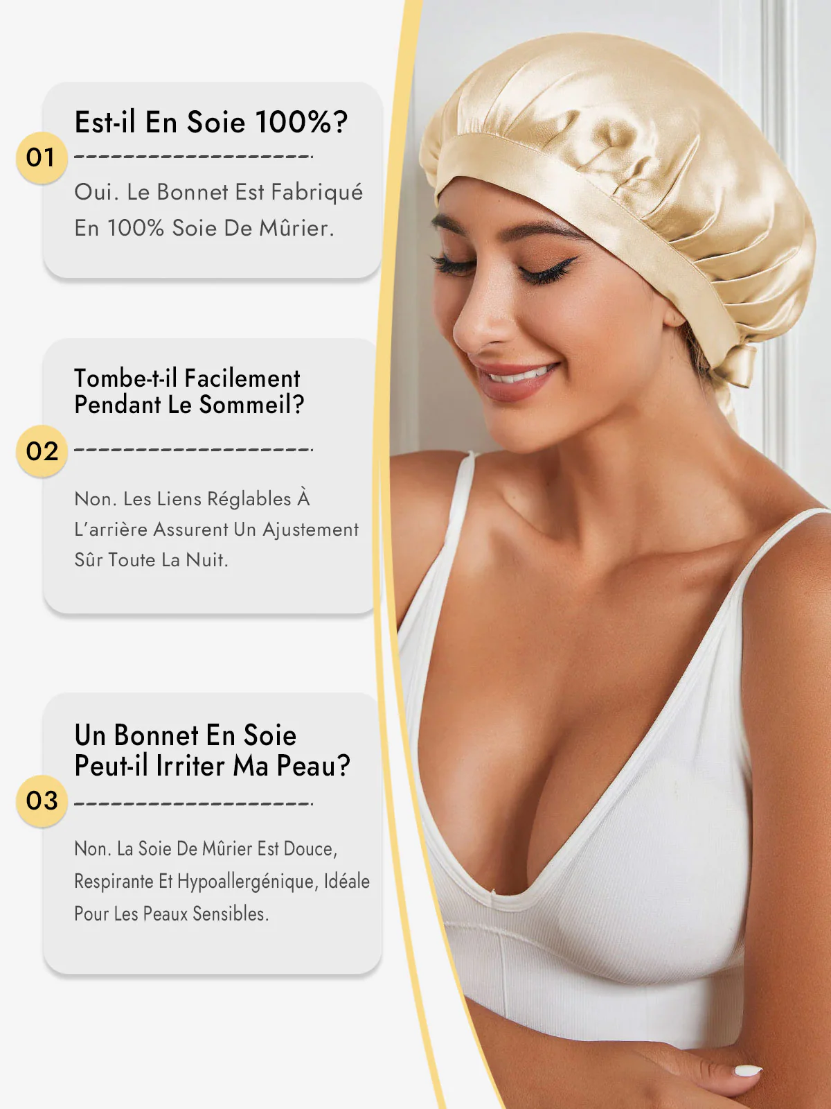 Bonnet de Nuit en 100% Soie de Mûrier avec Rubans - Image 65