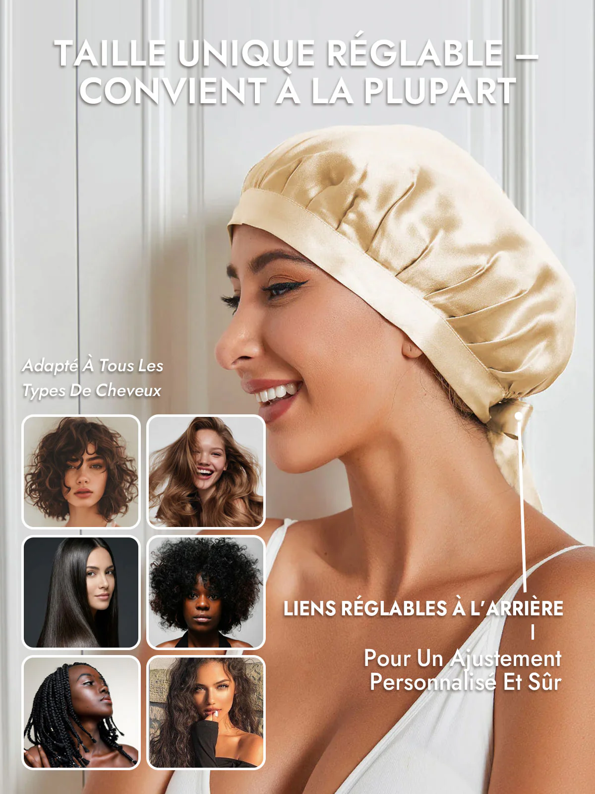 Bonnet de Nuit en 100% Soie de Mûrier avec Rubans - Image 66