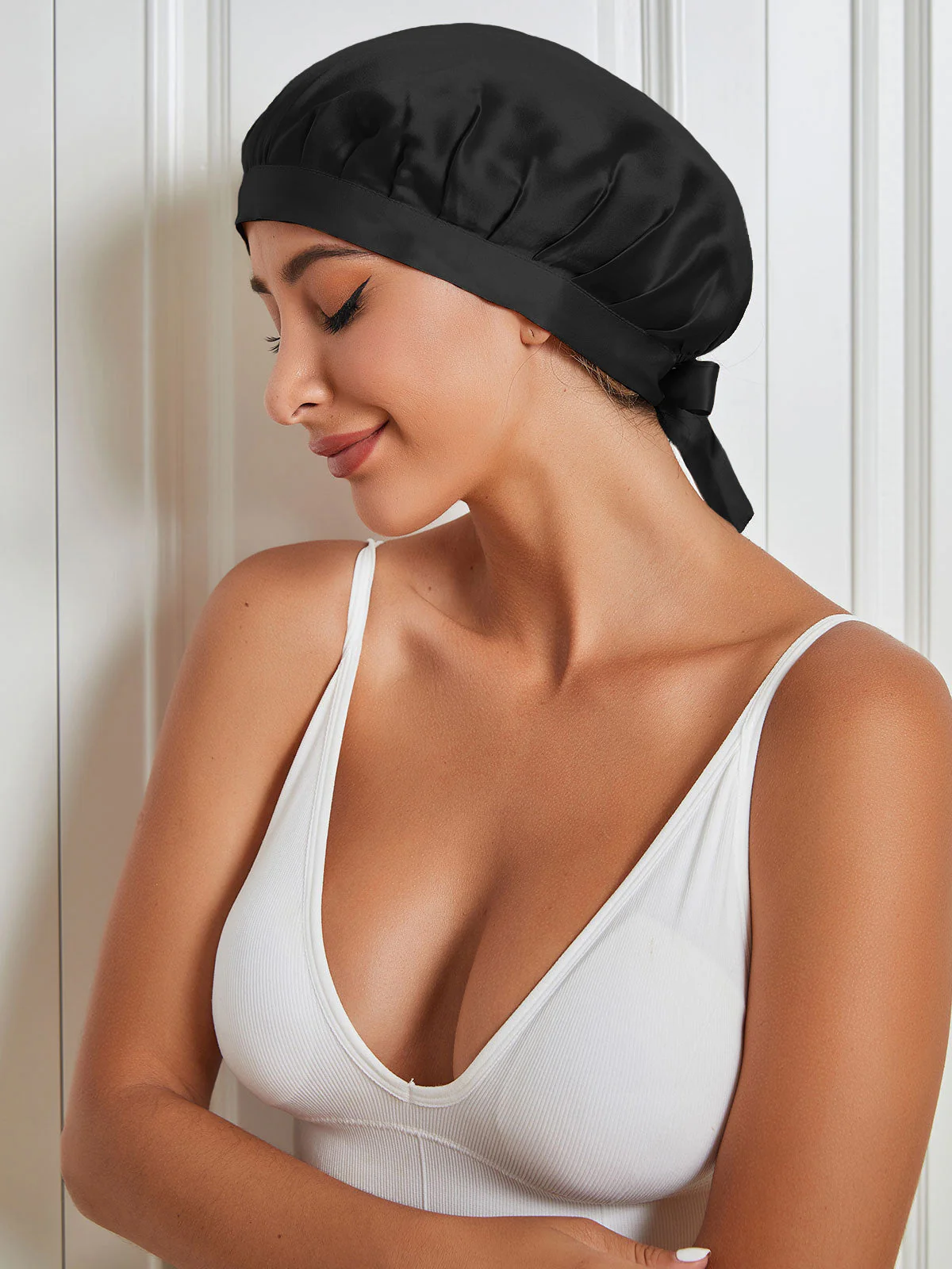 Bonnet de Nuit en 100% Soie de Mûrier avec Rubans - Image 7