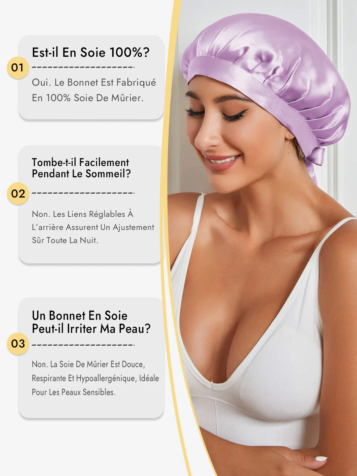 Bonnet de Nuit en 100% Soie de Mûrier avec Rubans - Image 71