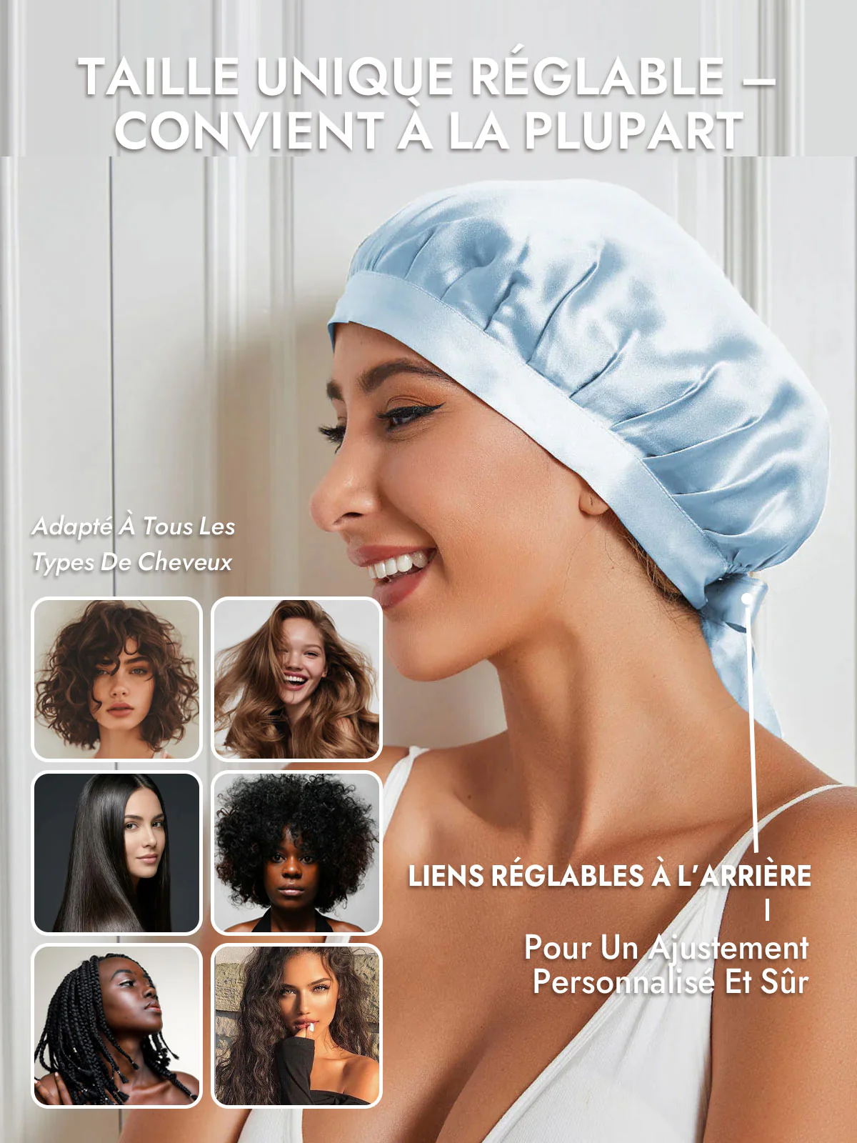 Bonnet de Nuit en 100% Soie de Mûrier avec Rubans - Image 78
