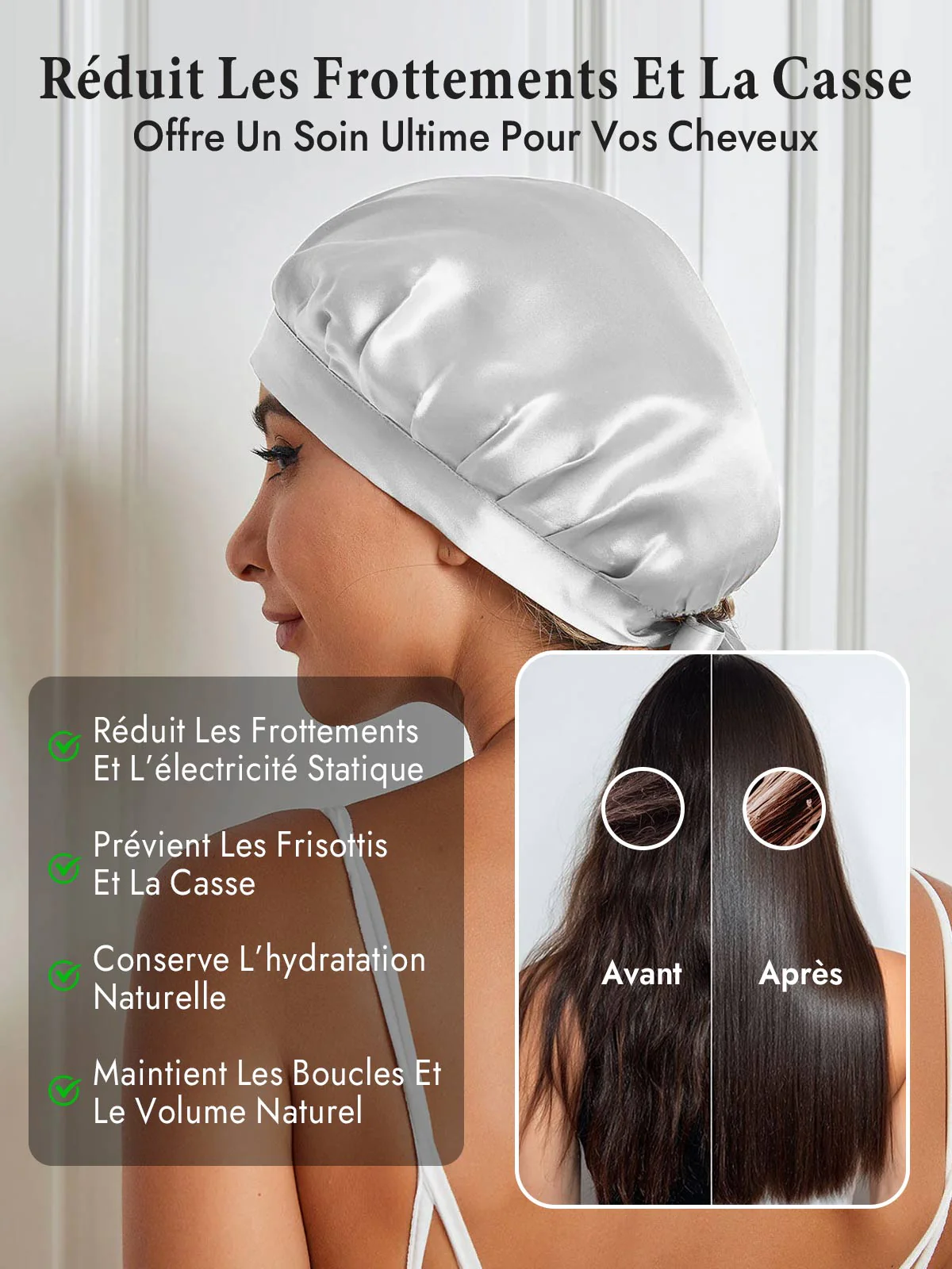 Bonnet de Nuit en 100% Soie de Mûrier avec Rubans - Image 82