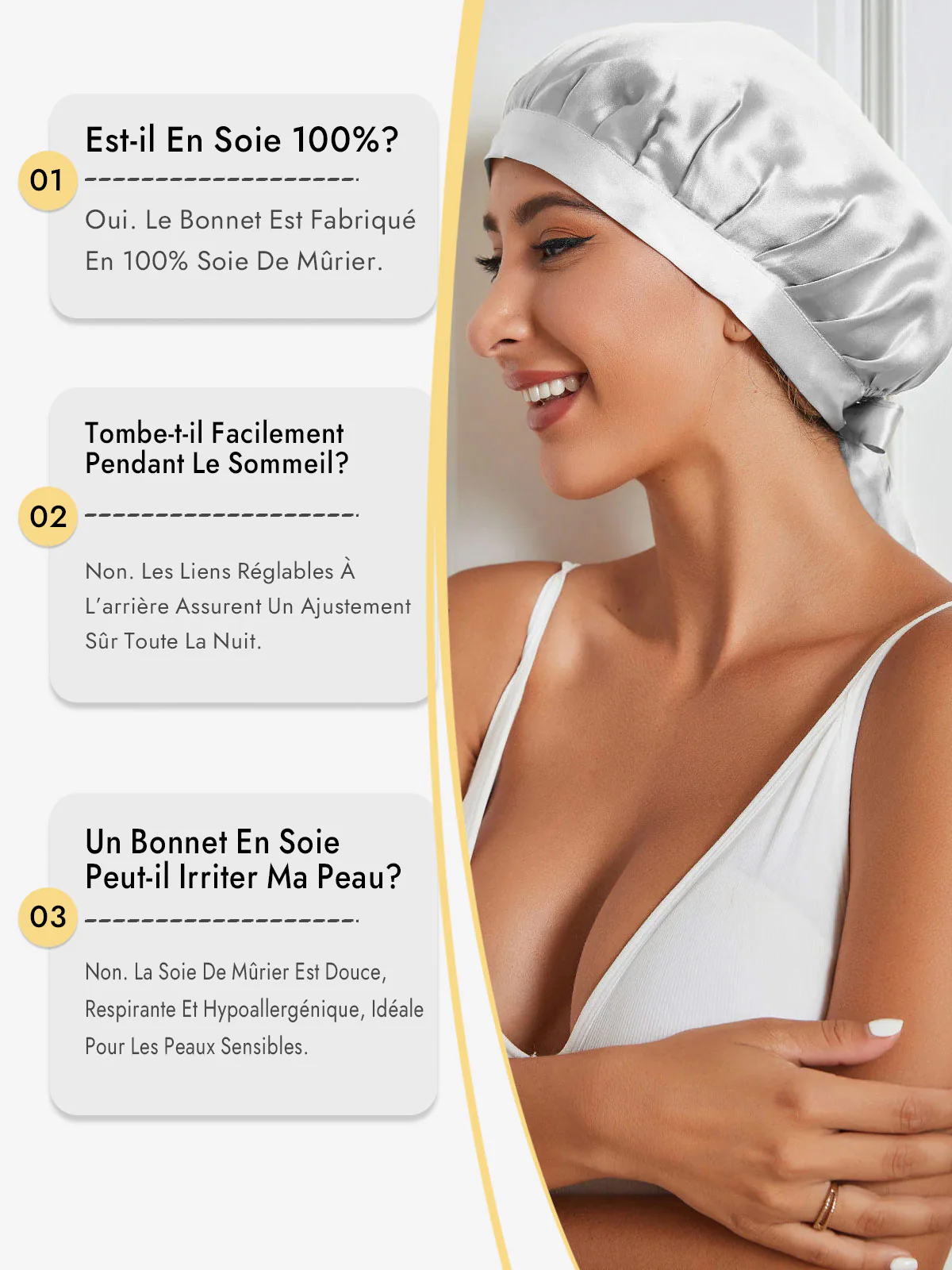 Bonnet de Nuit en 100% Soie de Mûrier avec Rubans - Image 83