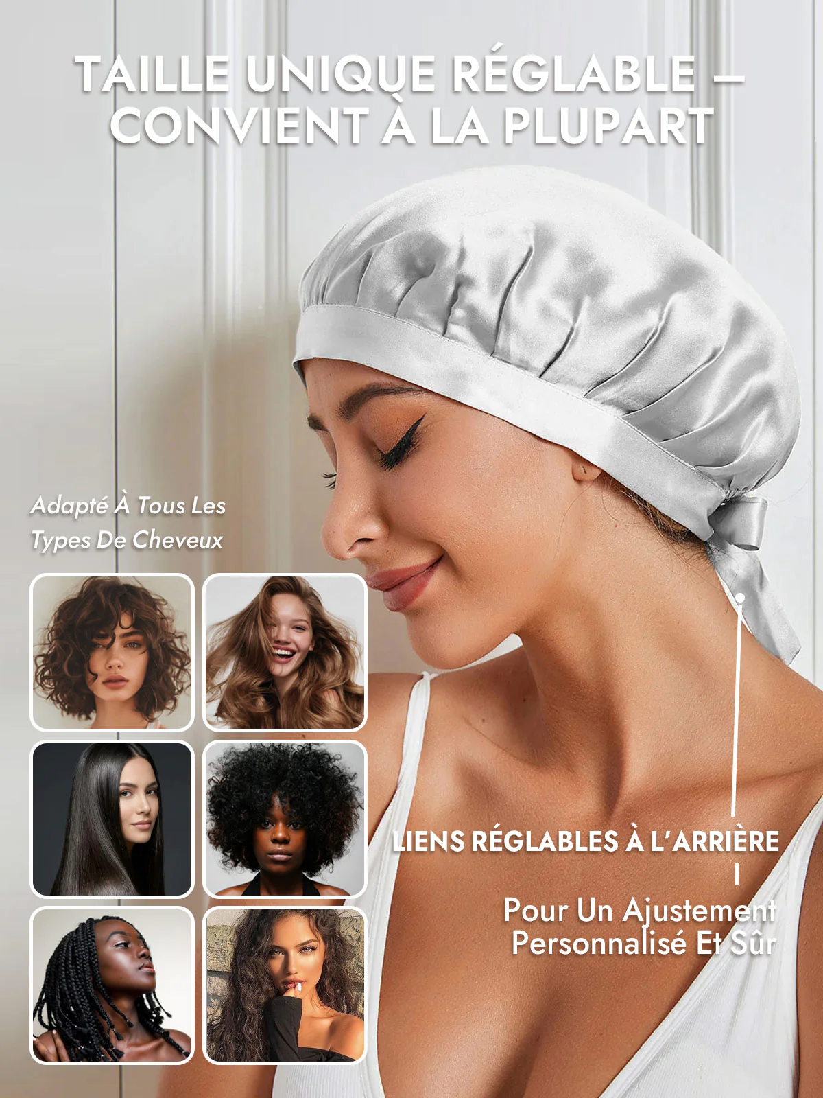 Bonnet de Nuit en 100% Soie de Mûrier avec Rubans - Image 84