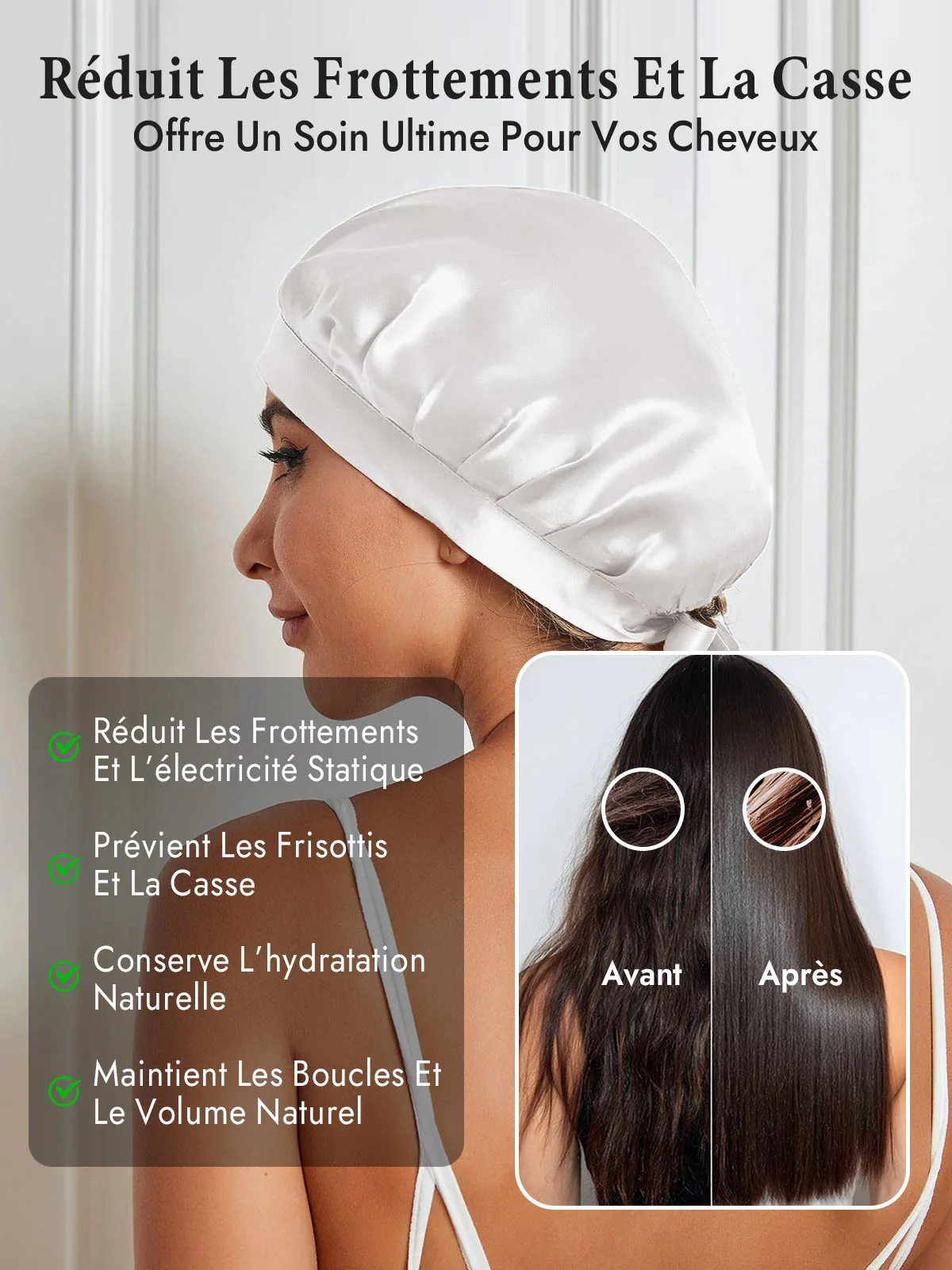 Bonnet de Nuit en 100% Soie de Mûrier avec Rubans - Image 88
