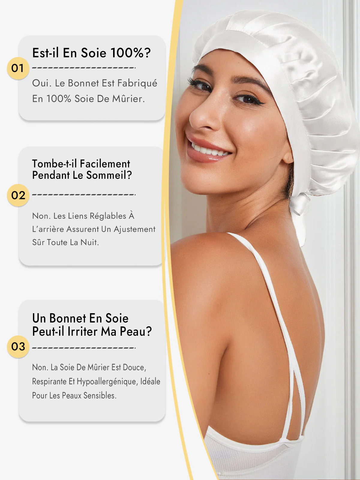 Bonnet de Nuit en 100% Soie de Mûrier avec Rubans - Image 89