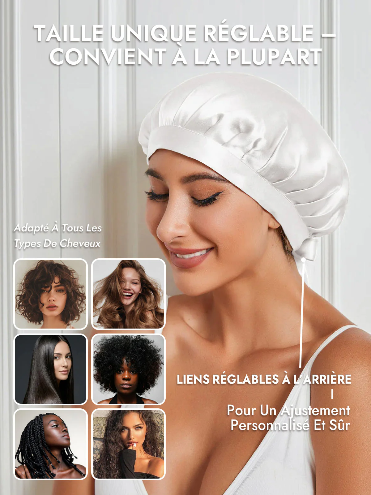 Bonnet de Nuit en 100% Soie de Mûrier avec Rubans - Image 90
