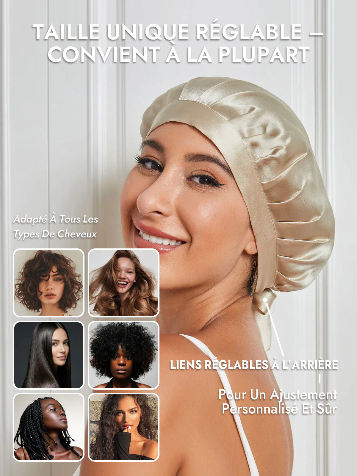 Bonnet de Nuit en 100% Soie de Mûrier avec Rubans - Image 96