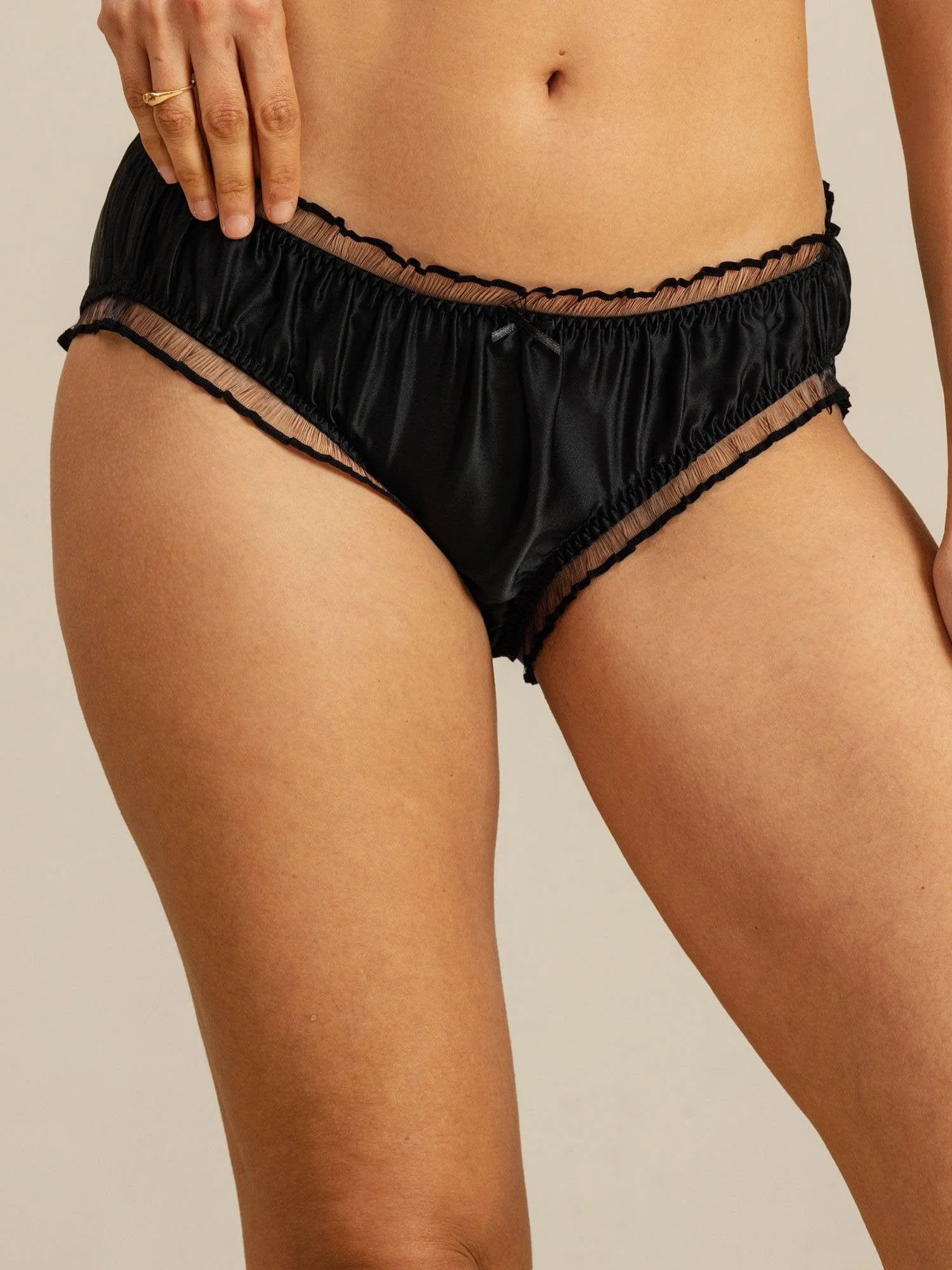 Culotte Confort En Soie Pure Avec Volants Et Bordure Transparente - Image 3