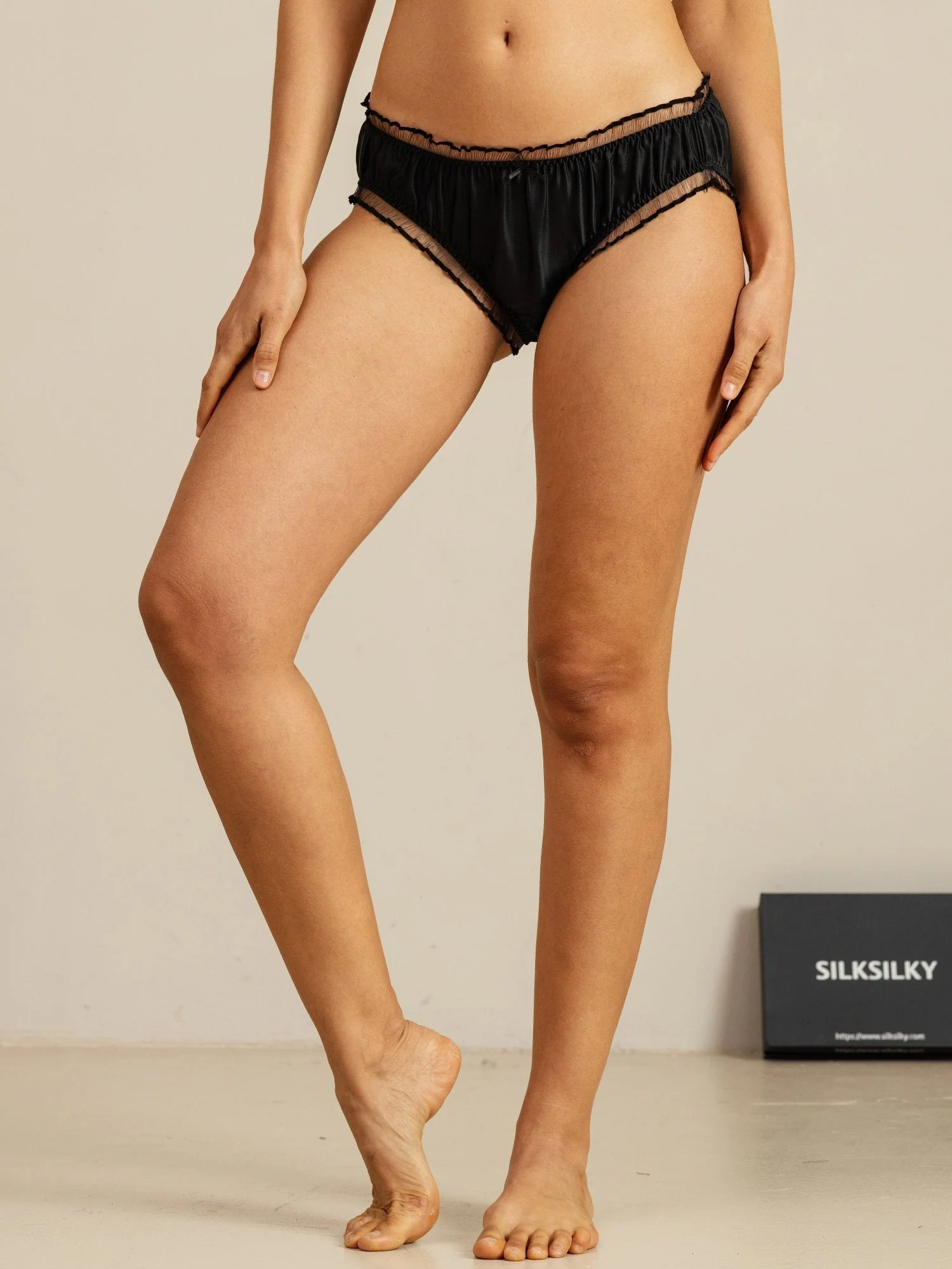 Culotte Confort En Soie Pure Avec Volants Et Bordure Transparente - Image 5