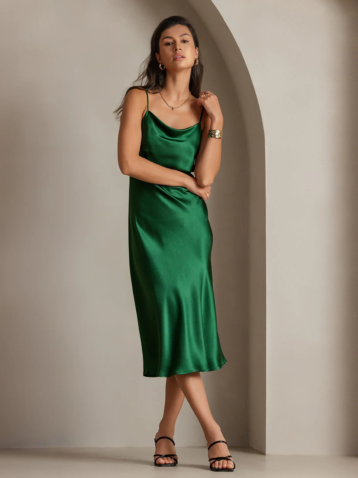 Robe Maxi Longue en Soie Pure avec Bretelles - Image 4