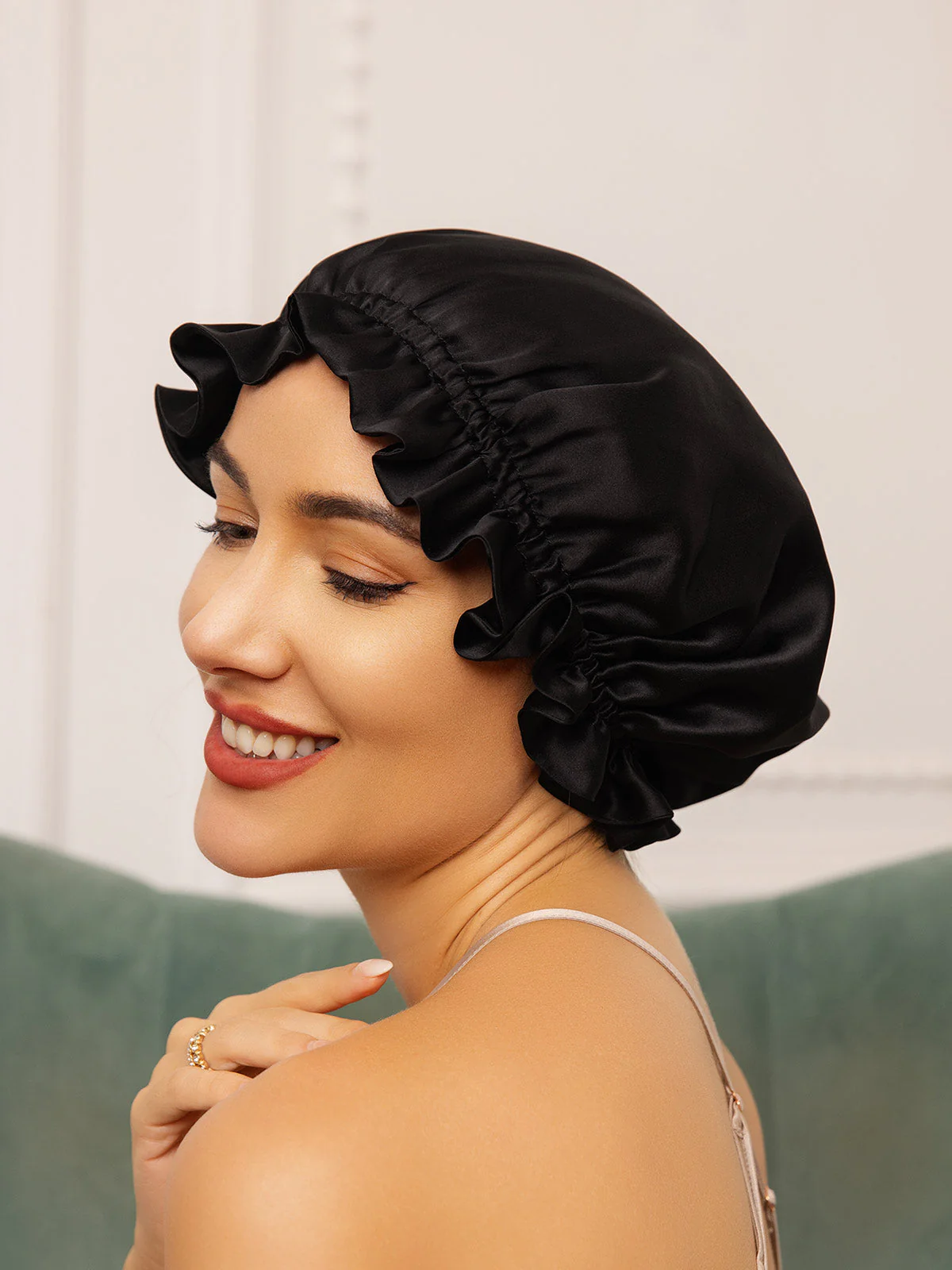 Bonnets de Couchage Double Couche en Soie Pure avec Ruban - Image 10