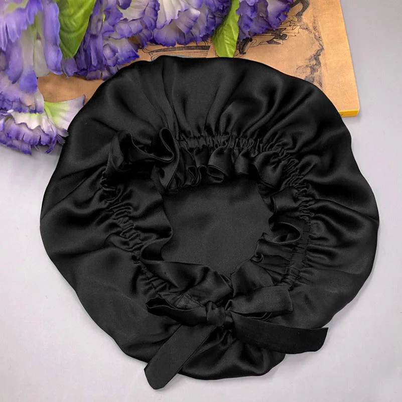Bonnets de Couchage Double Couche en Soie Pure avec Ruban - Image 11