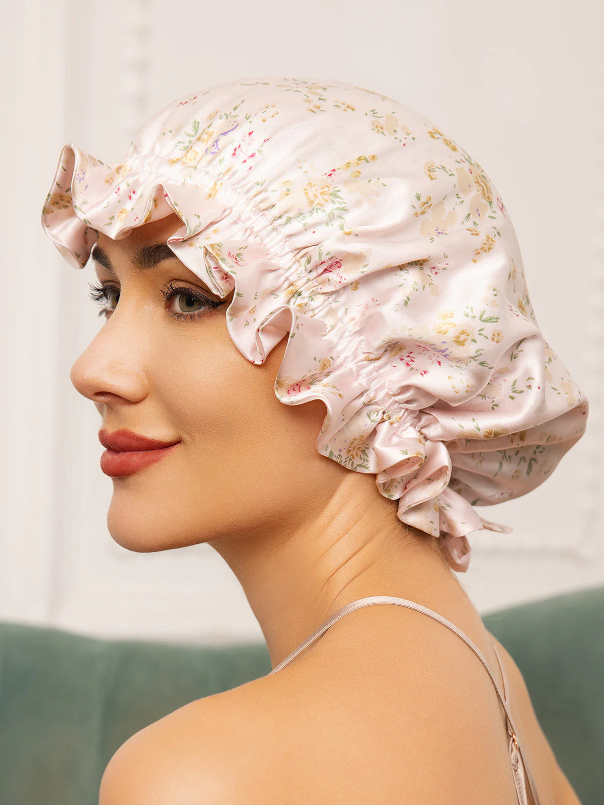 Bonnets de Couchage Double Couche en Soie Pure avec Ruban - Image 12