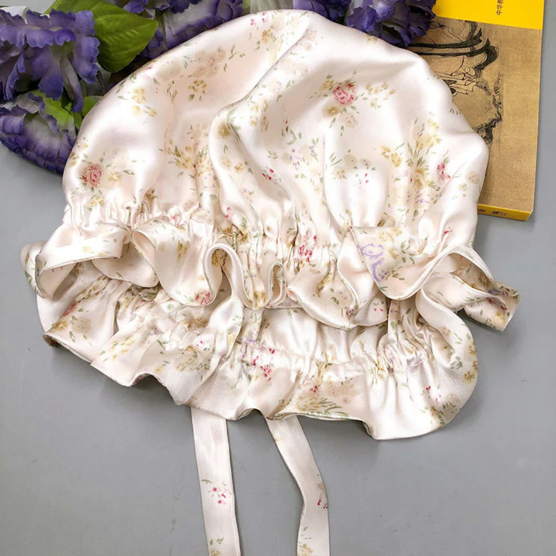Bonnets de Couchage Double Couche en Soie Pure avec Ruban - Image 17