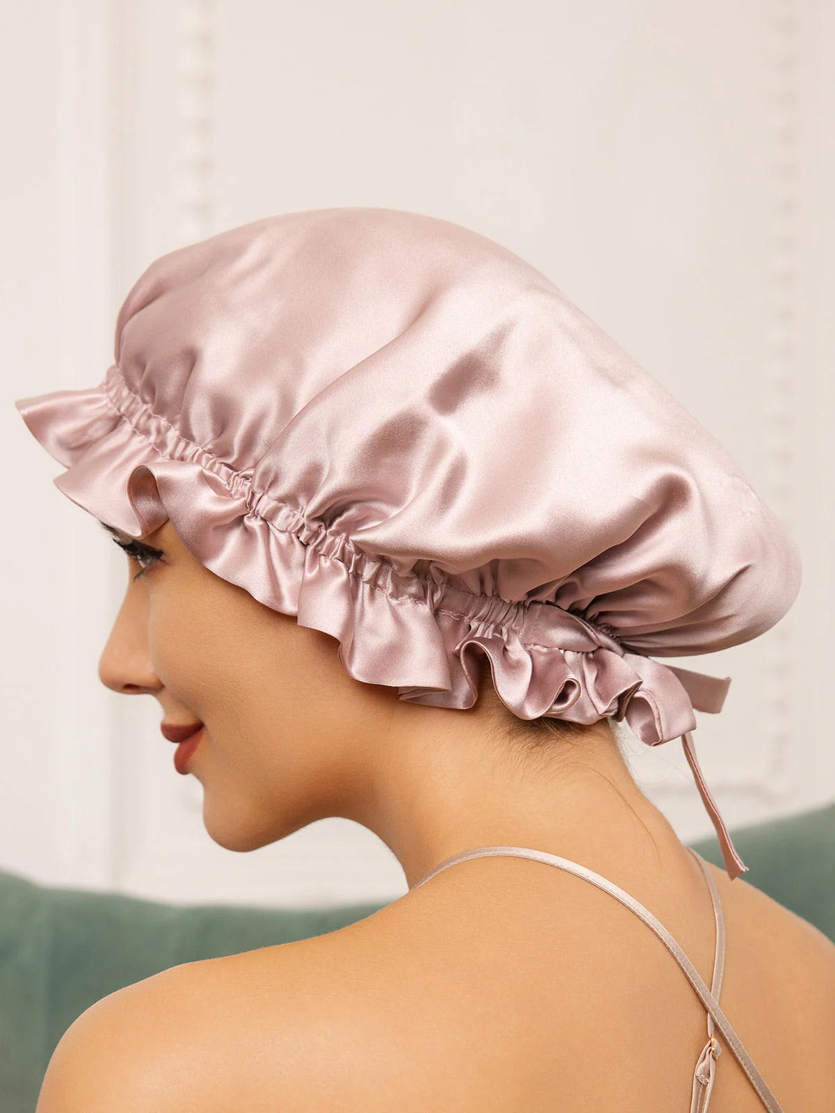 Bonnets de Couchage Double Couche en Soie Pure avec Ruban - Image 19
