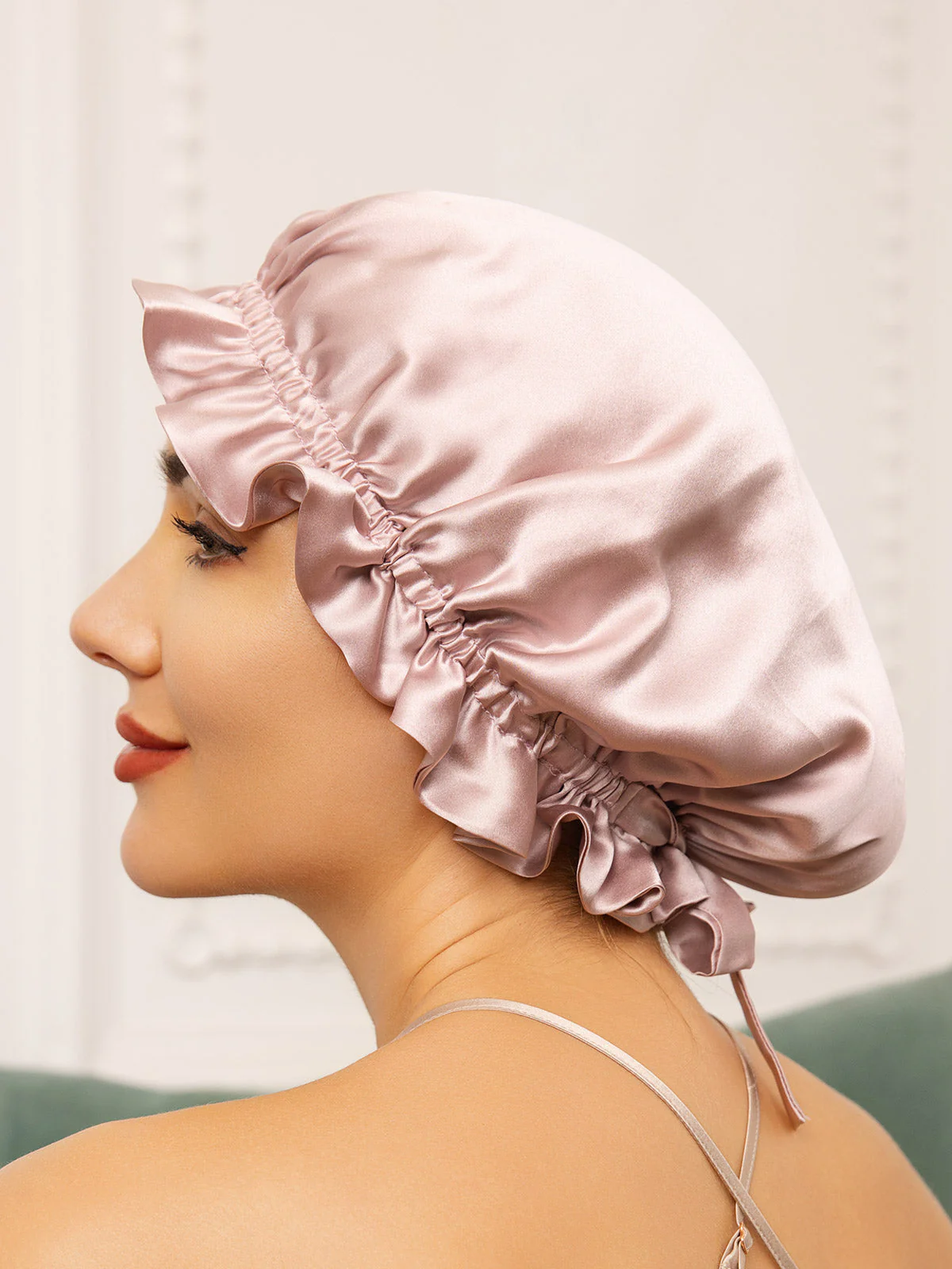 Bonnets de Couchage Double Couche en Soie Pure avec Ruban - Image 20