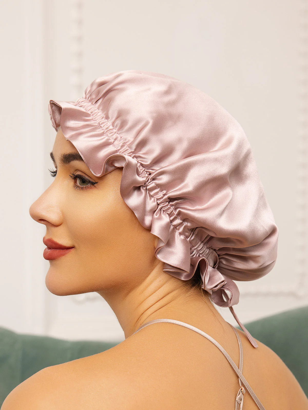 Bonnets de Couchage Double Couche en Soie Pure avec Ruban - Image 21