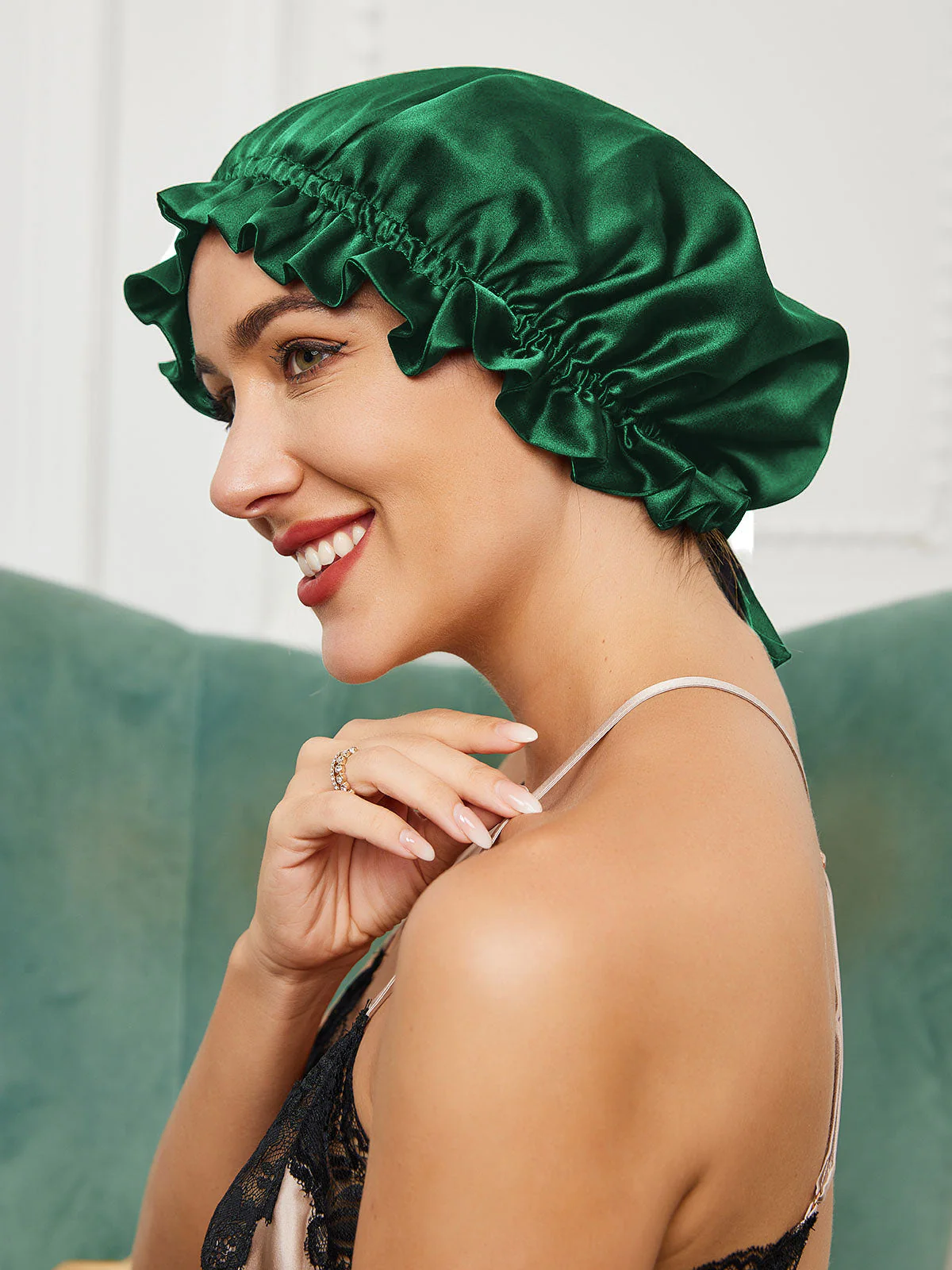 Bonnets de Couchage Double Couche en Soie Pure avec Ruban - Image 23