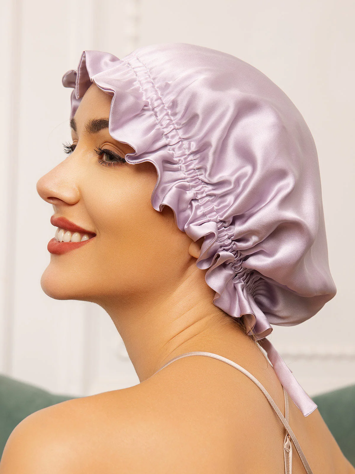 Bonnets de Couchage Double Couche en Soie Pure avec Ruban - Image 26