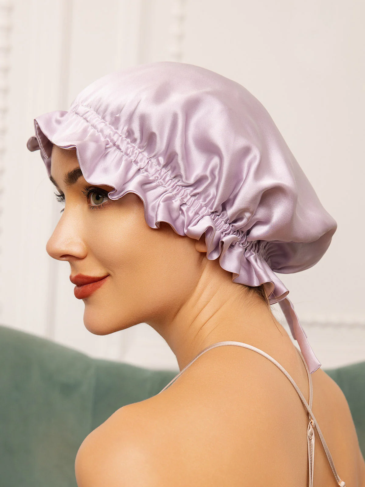 Bonnets de Couchage Double Couche en Soie Pure avec Ruban - Image 27