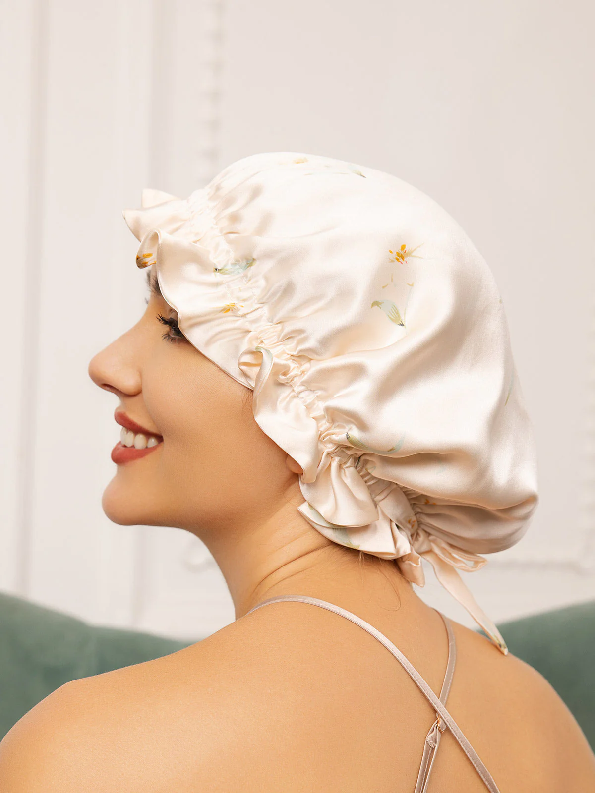 Bonnets de Couchage Double Couche en Soie Pure avec Ruban - Image 29
