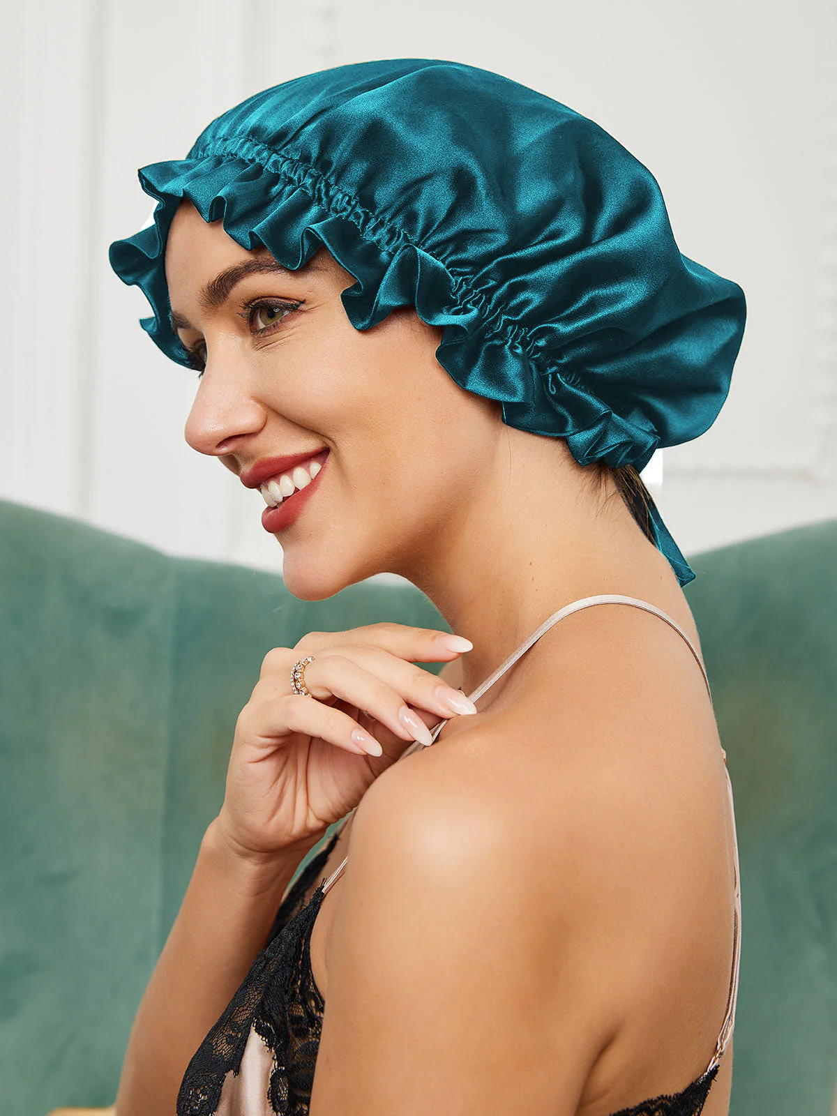 Bonnets de Couchage Double Couche en Soie Pure avec Ruban - Image 30