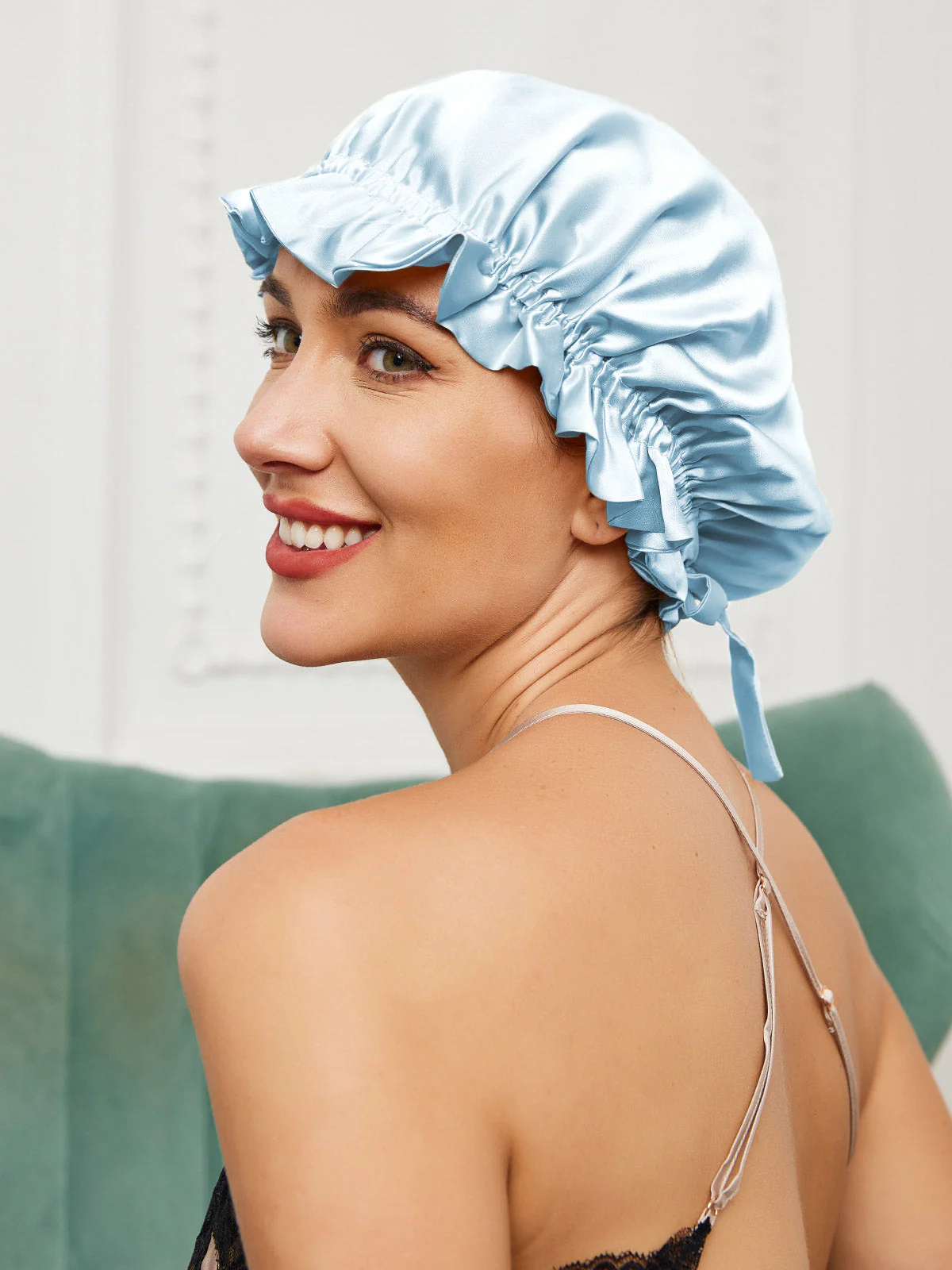 Bonnets de Couchage Double Couche en Soie Pure avec Ruban - Image 36