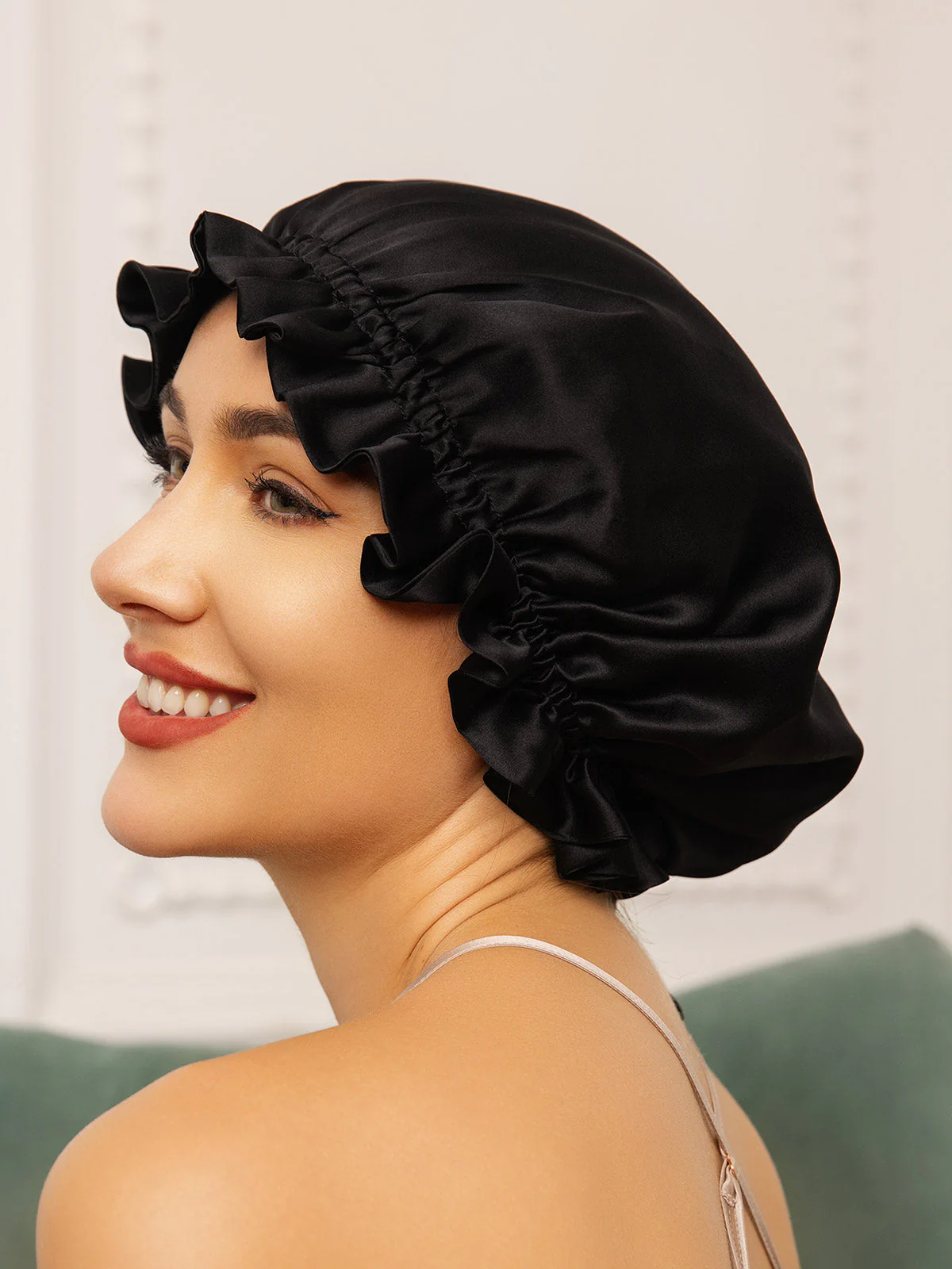 Bonnets de Couchage Double Couche en Soie Pure avec Ruban - Image 6