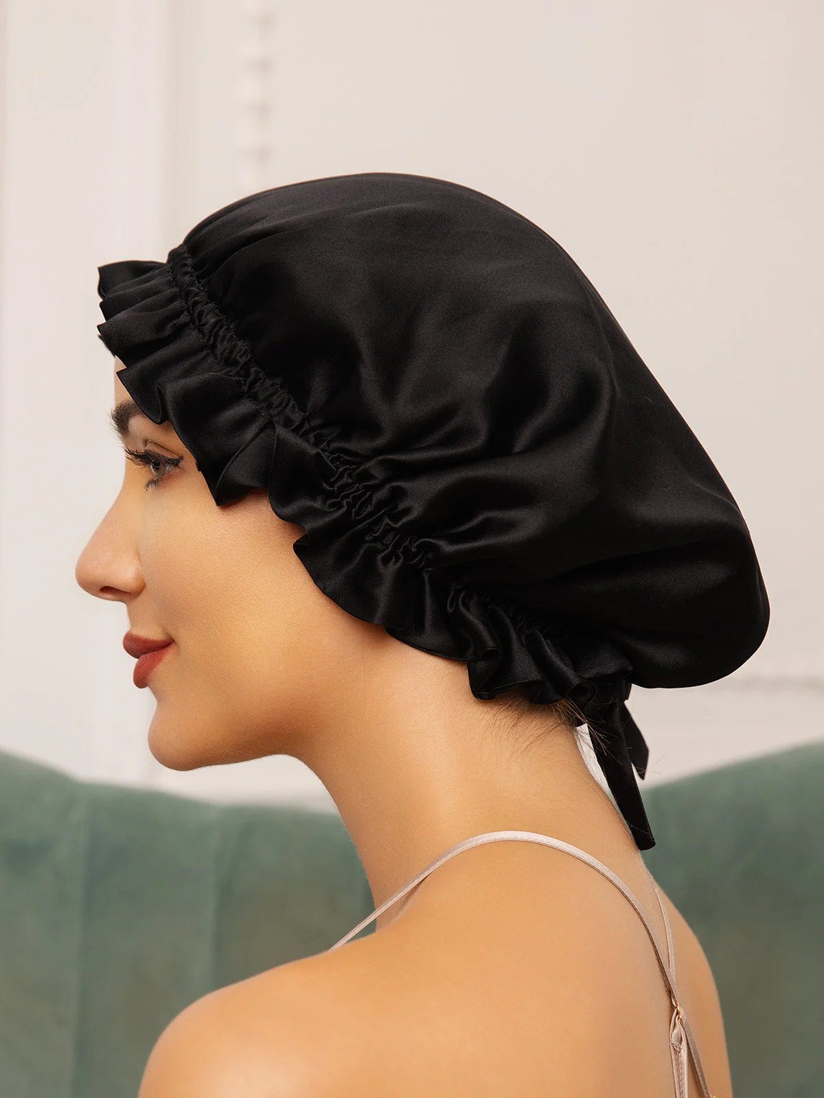 Bonnets de Couchage Double Couche en Soie Pure avec Ruban - Image 7