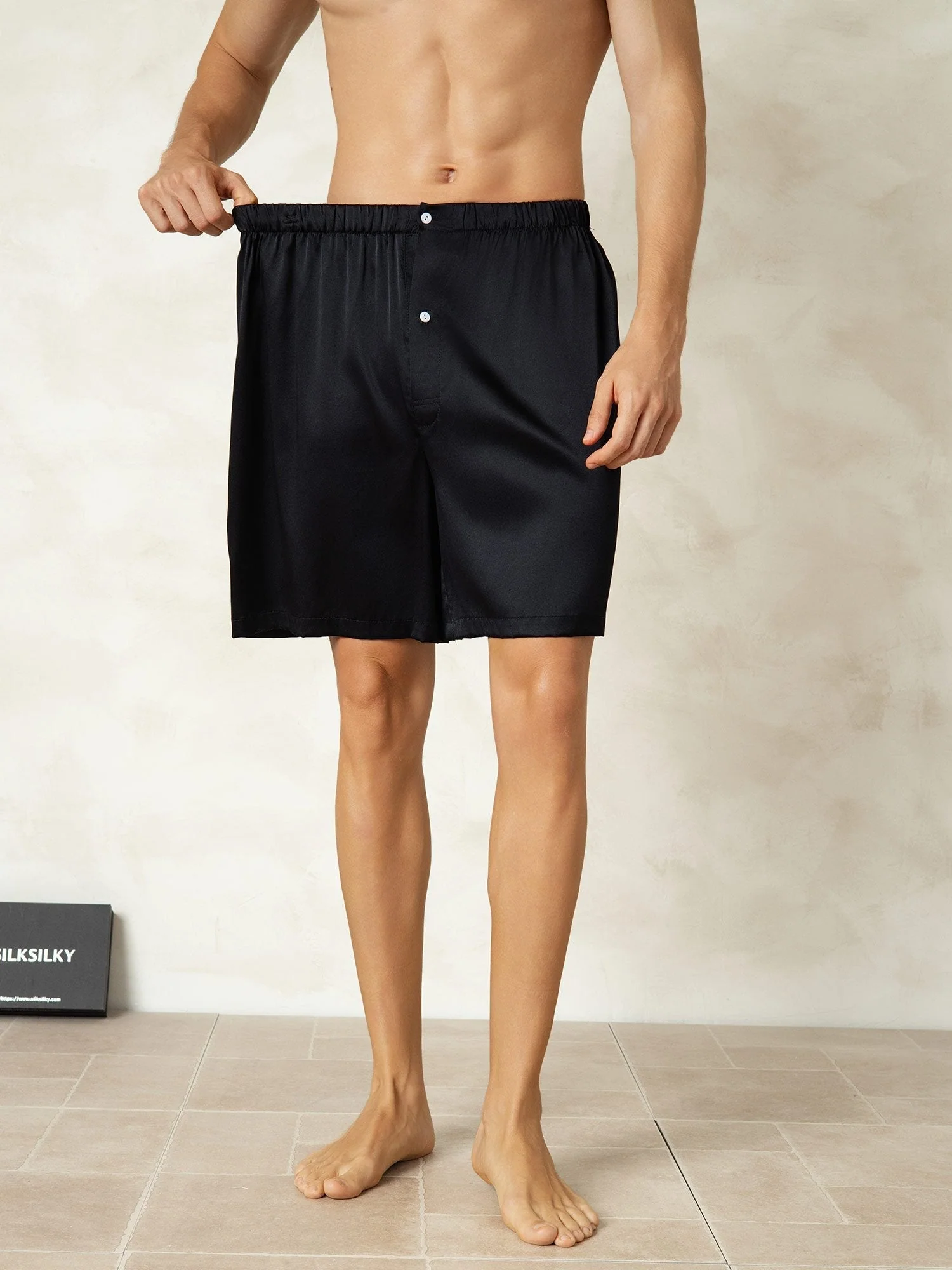 Short En Soie Pure Taille Élastique Shorts De Nuit Pour Hommes - Image 5