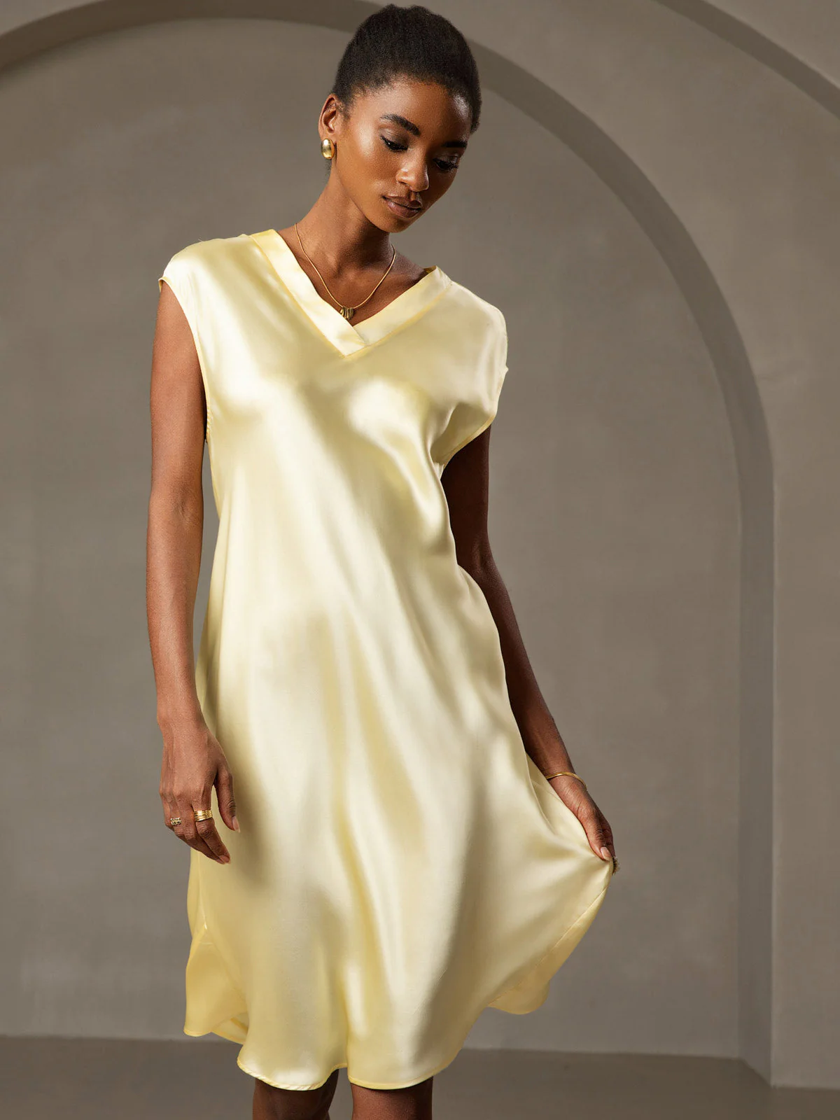 Soie Pure Élégante Cap Sleeve Chemise de Nuit - Image 38