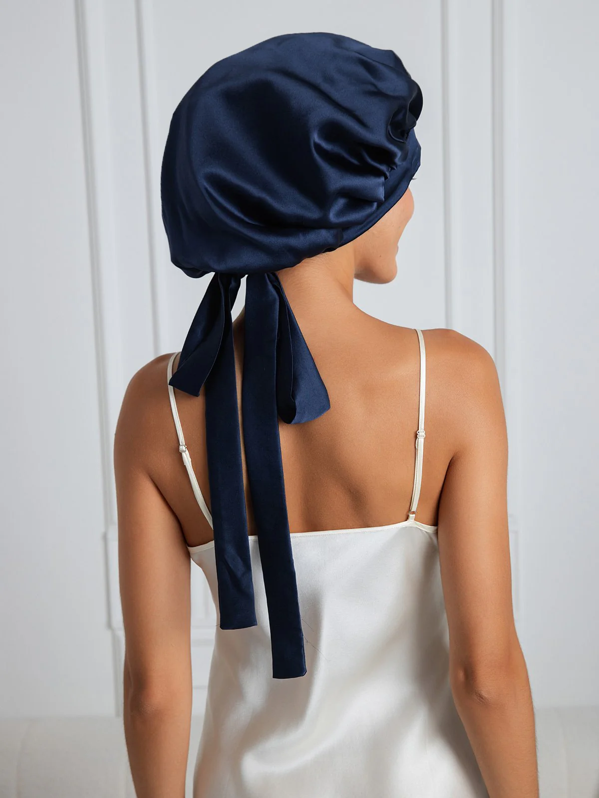 Bonnet de nuit élégant en soie pure avec longs rubans - Image 13