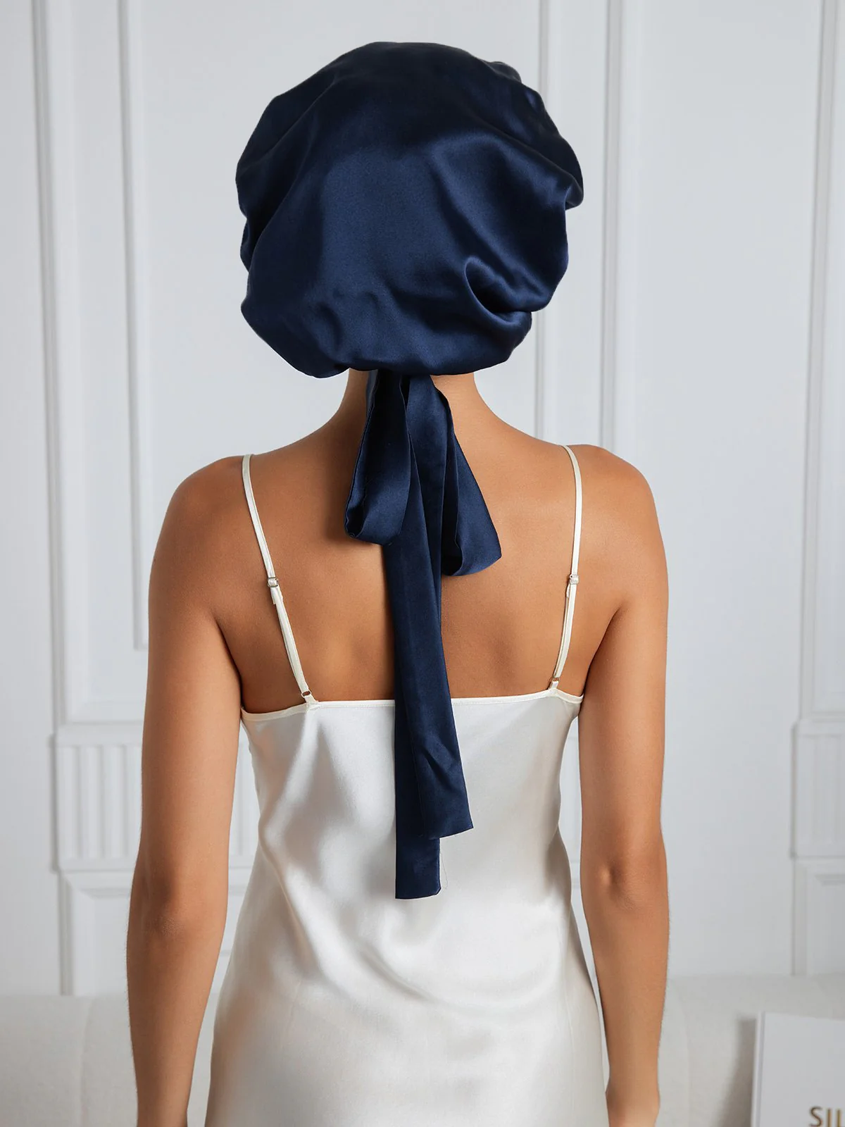 Bonnet de nuit élégant en soie pure avec longs rubans - Image 15
