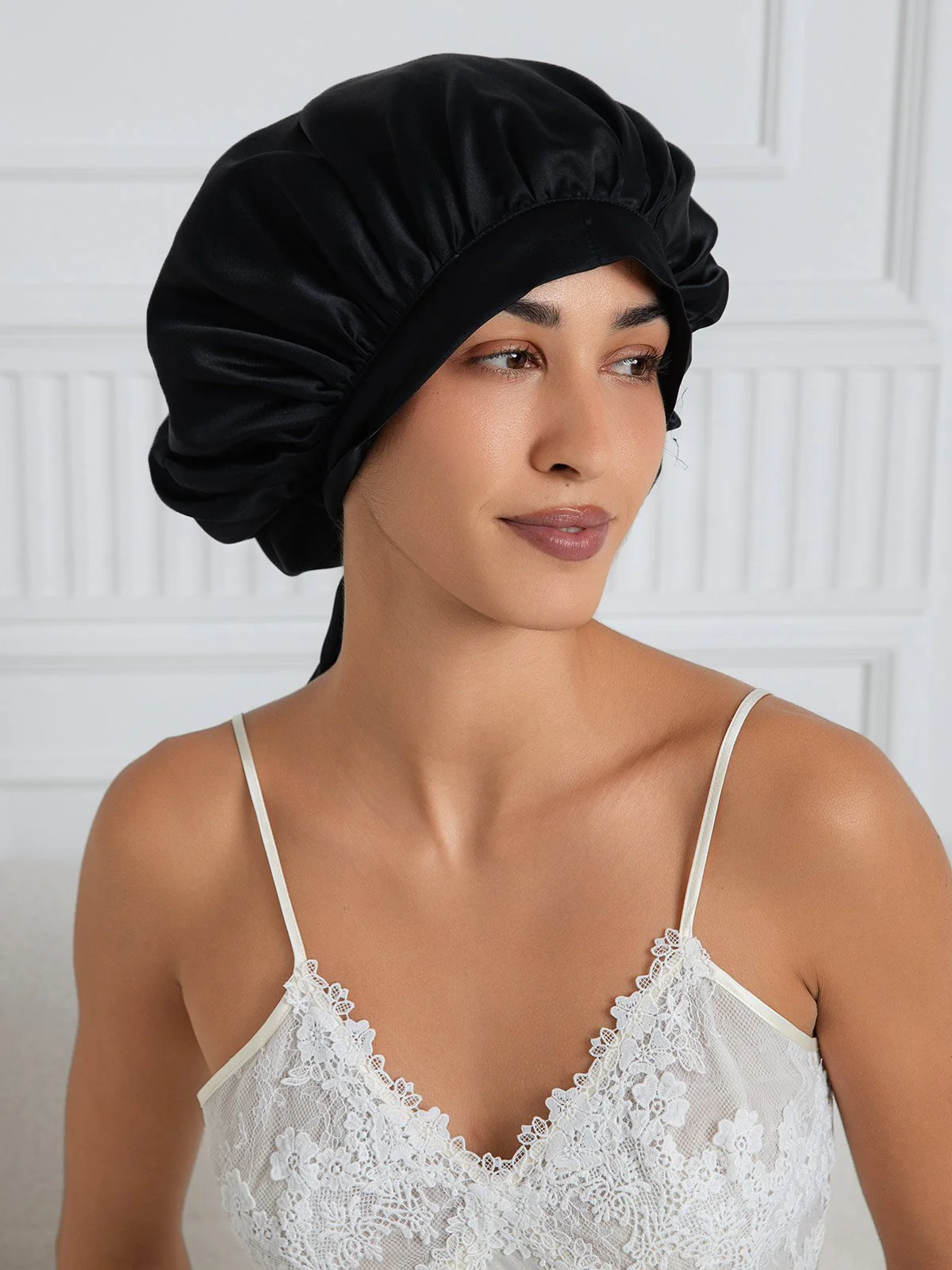 Bonnet de nuit élégant en soie pure avec longs rubans - Image 19