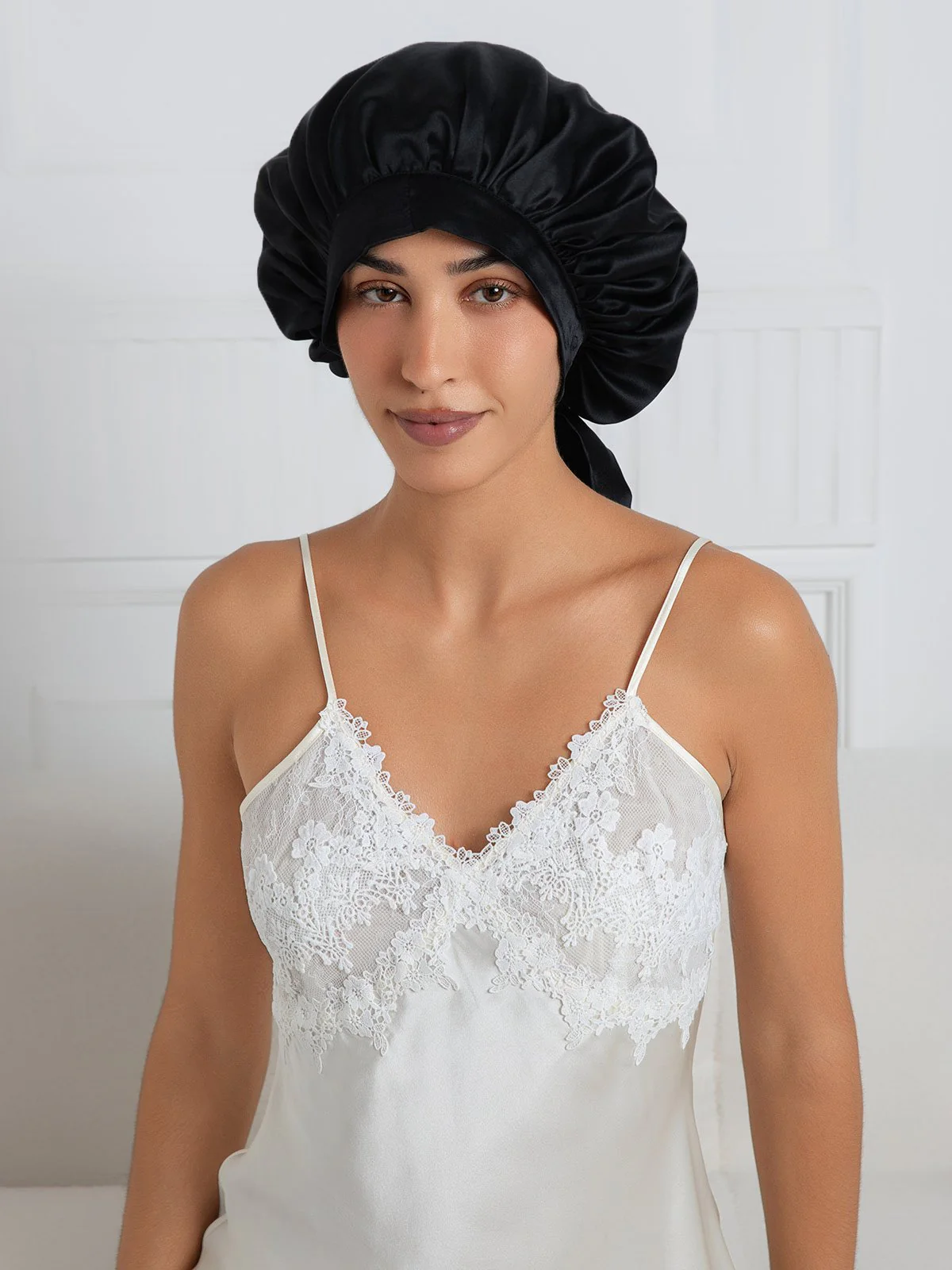 Bonnet de nuit élégant en soie pure avec longs rubans - Image 21