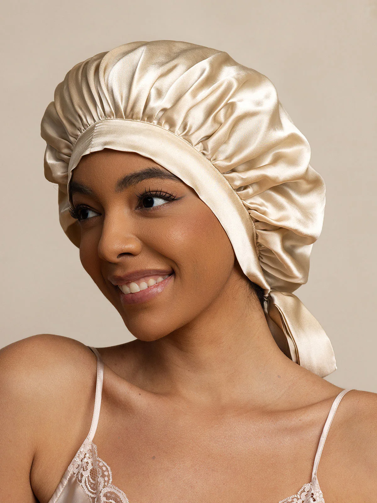 Bonnet de nuit élégant en soie pure avec longs rubans - Image 23