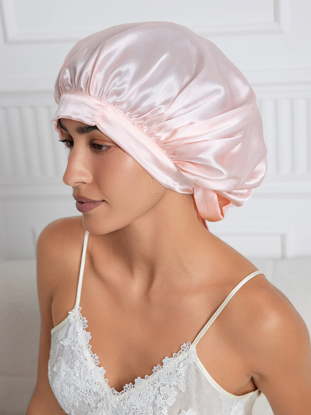Bonnet de nuit élégant en soie pure avec longs rubans - Image 35