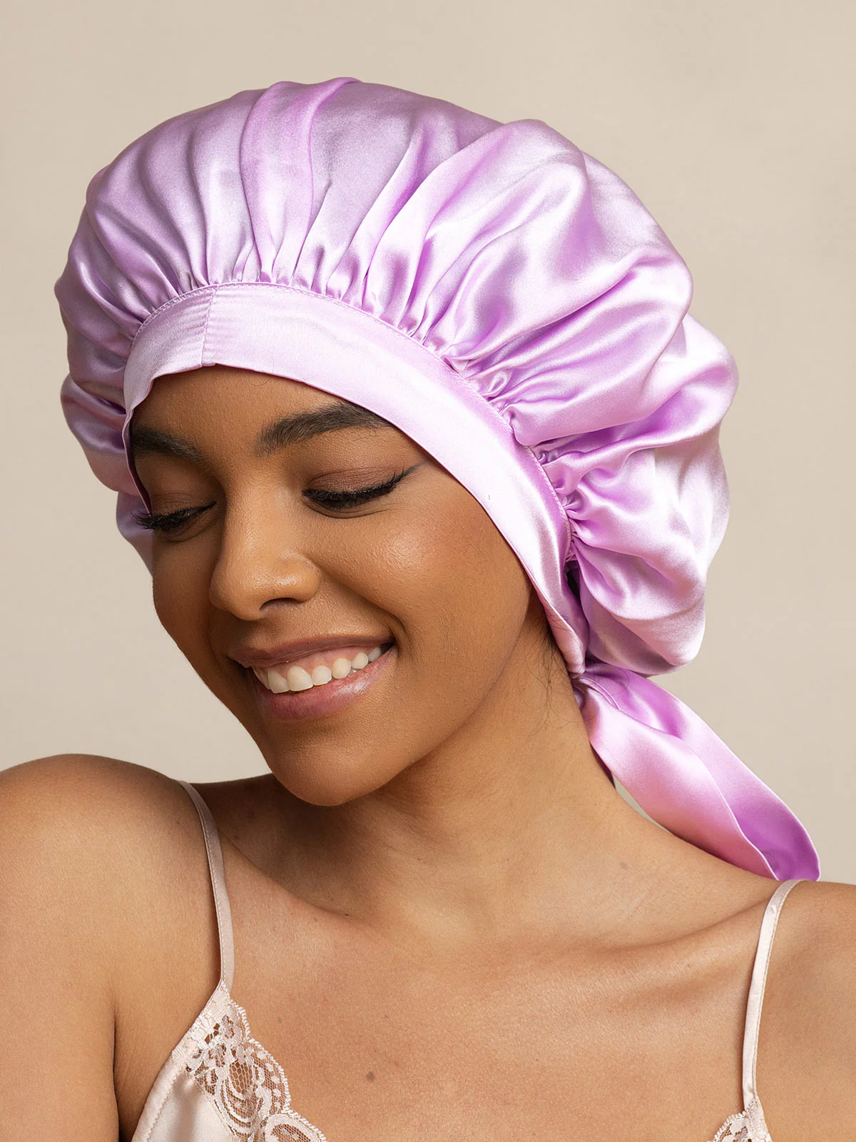 Bonnet de nuit élégant en soie pure avec longs rubans - Image 38