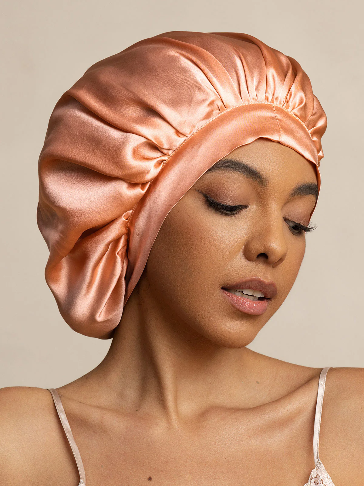 Bonnet de nuit élégant en soie pure avec longs rubans - Image 42